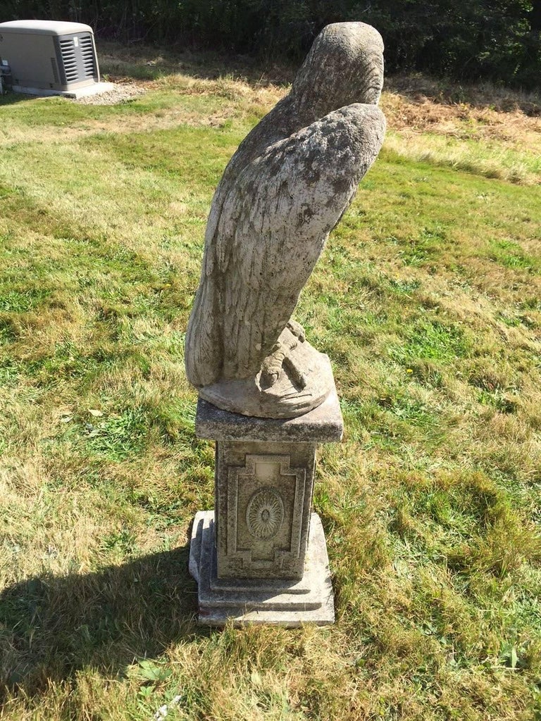 Impressive Pair of Cement Eagles on Pedestals at 1stDibs