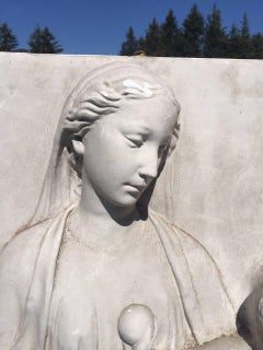 Exquisite Sculptural Plaster Bas Relief of Mother and Child