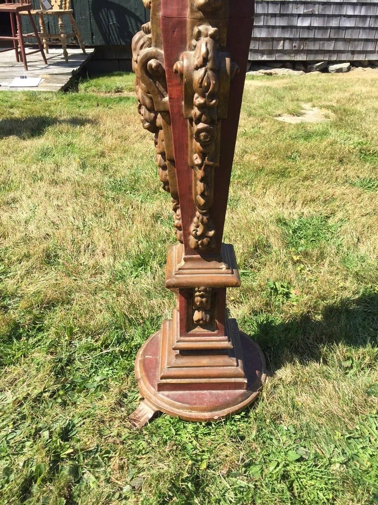 Ornate Italian Painted Wooden Pedestal For Sale at 1stDibs