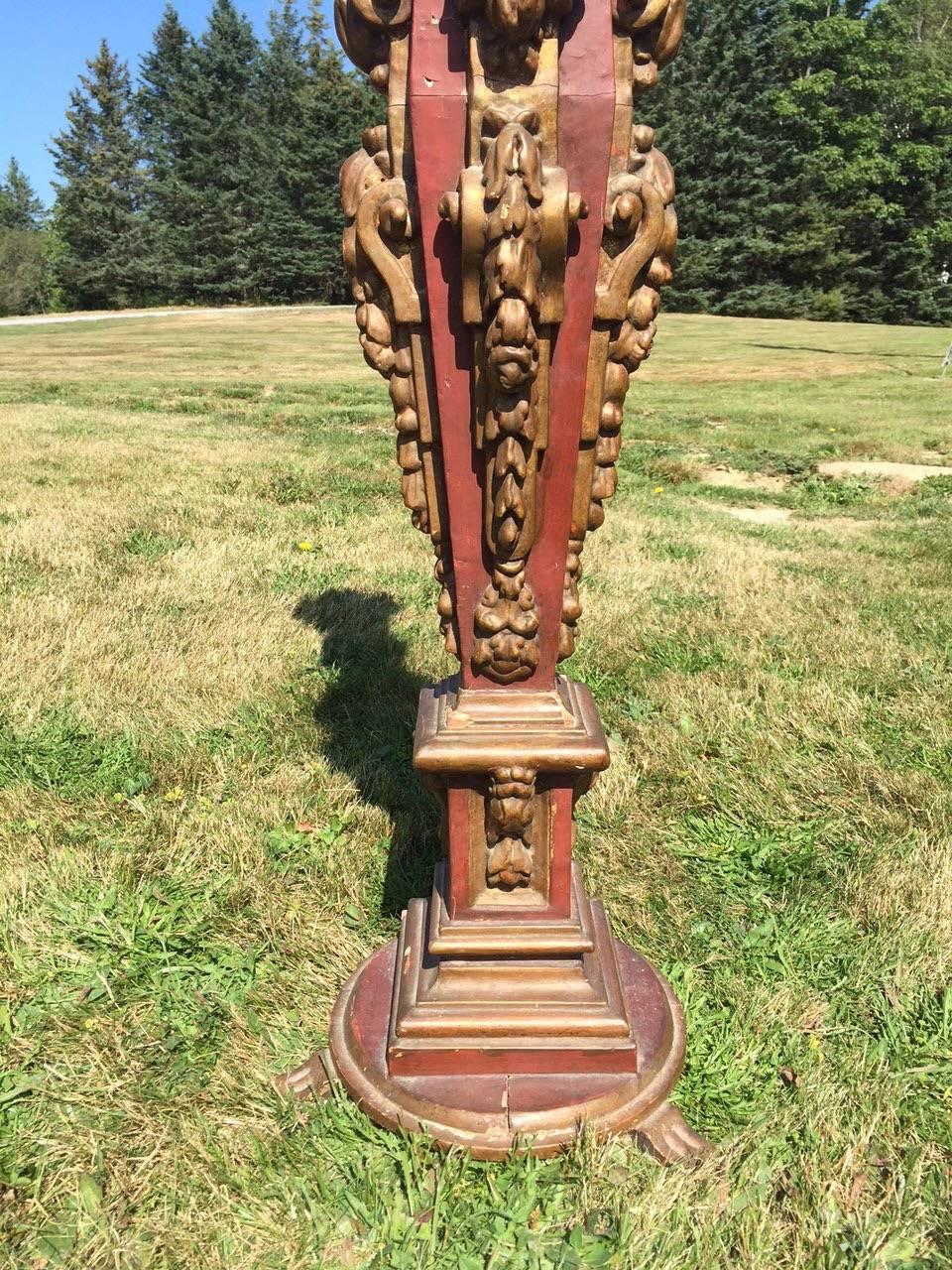 Ornate Italian Painted Wooden Pedestal 4