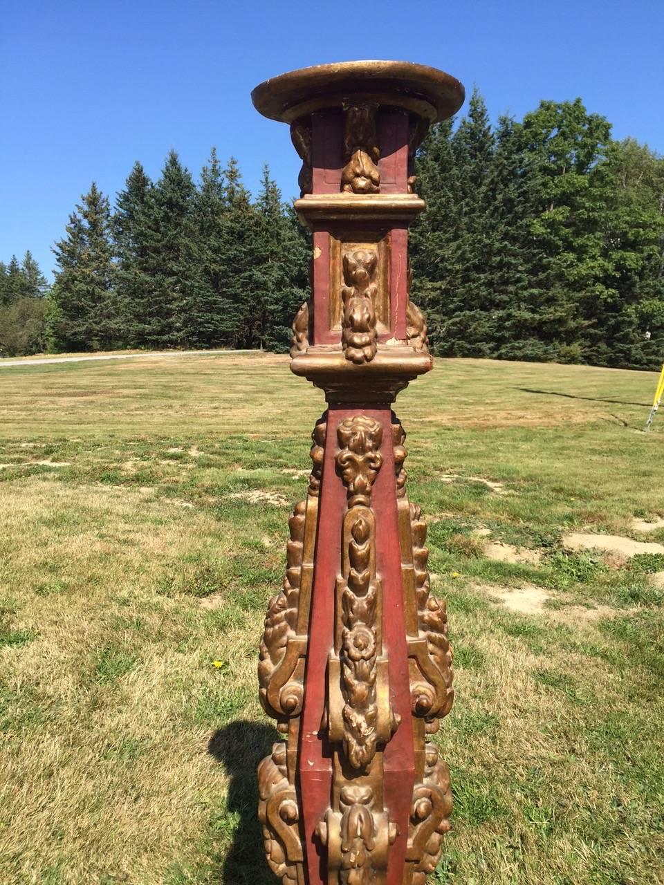 Ornate Italian Painted Wooden Pedestal 5