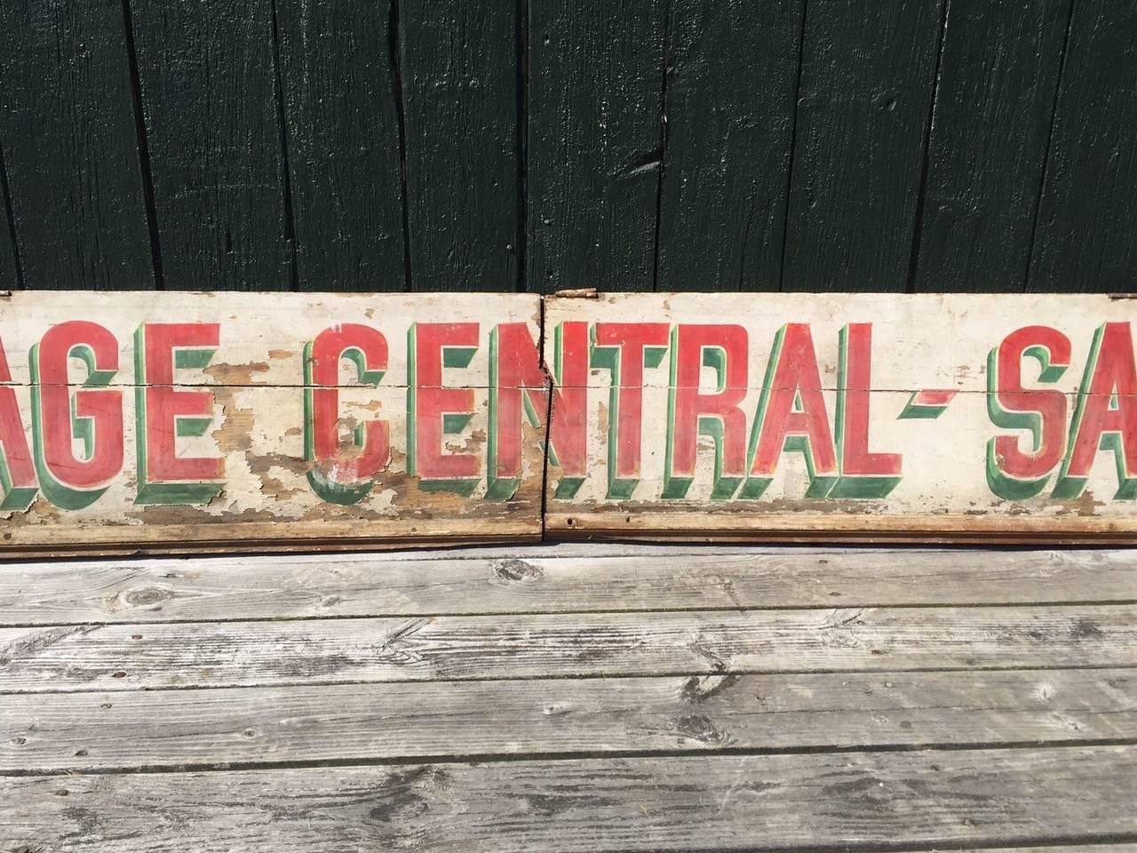 Early 20th Century Charming Very Long Distressed Old French Sign