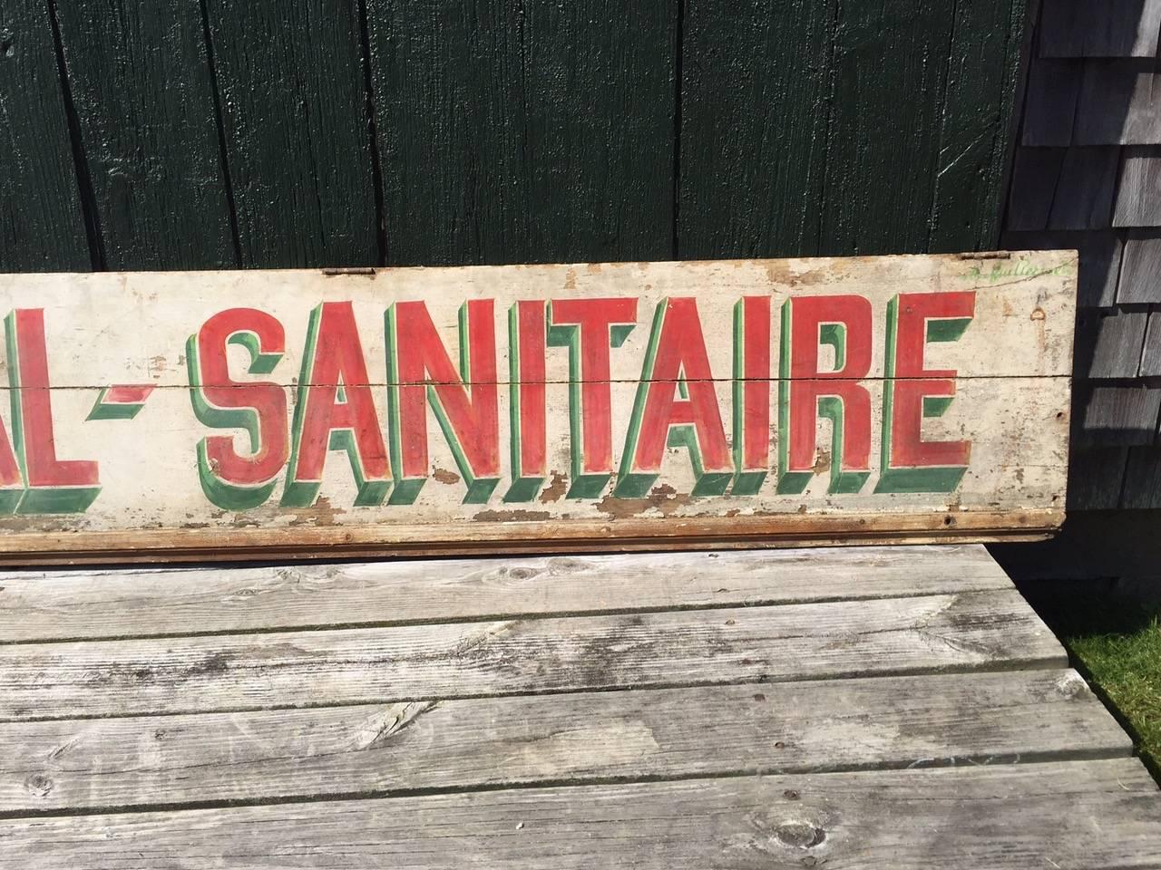 Wood Charming Very Long Distressed Old French Sign