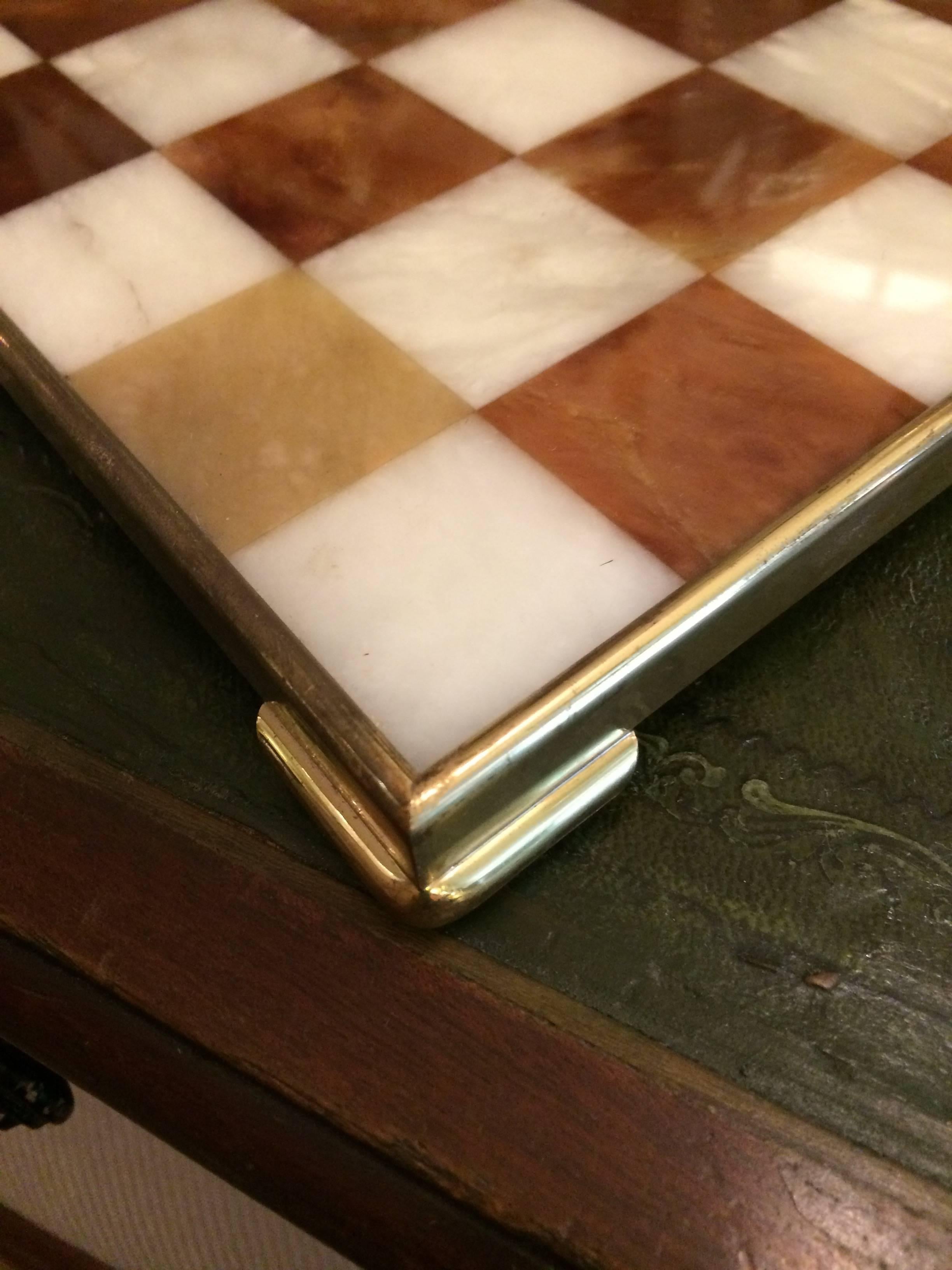 Italian Handsome Marble and Brass Game Board