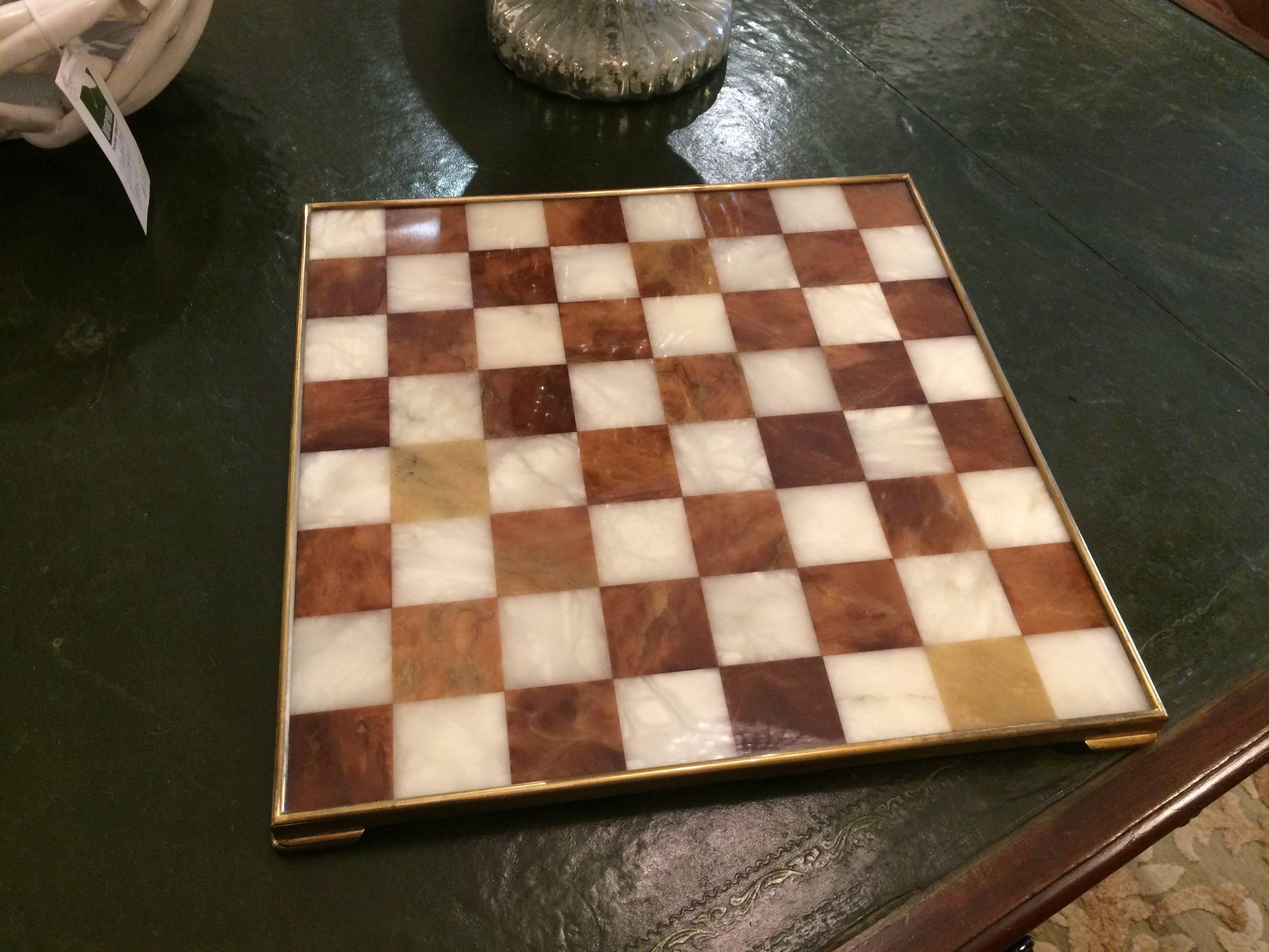 Handsome Marble and Brass Game Board In Excellent Condition In Hopewell, NJ