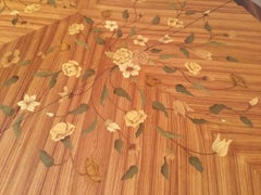 Superb French Oval or Round Mixed Wood Floral Inlay Dining Table