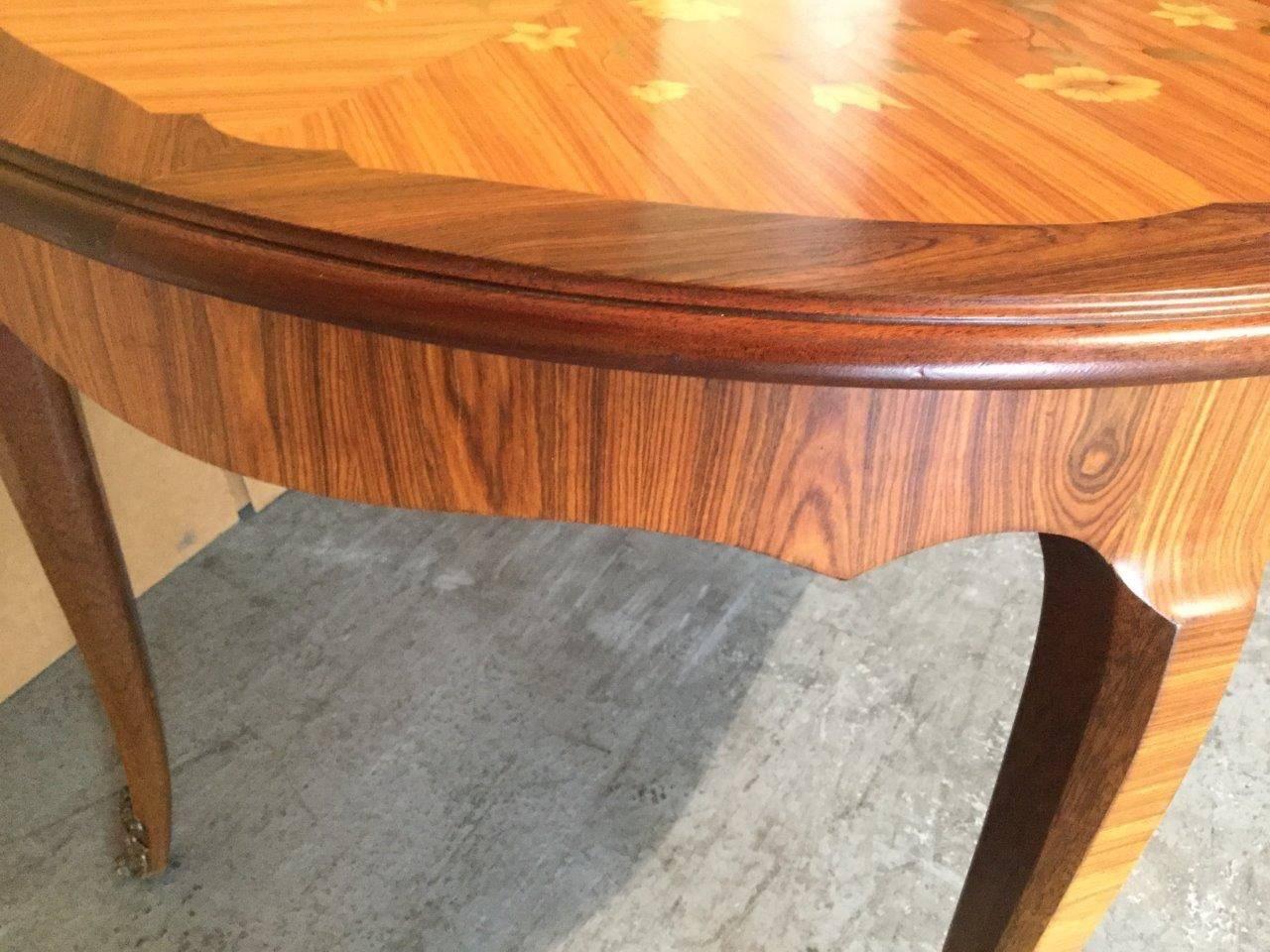 wood inlay dining table