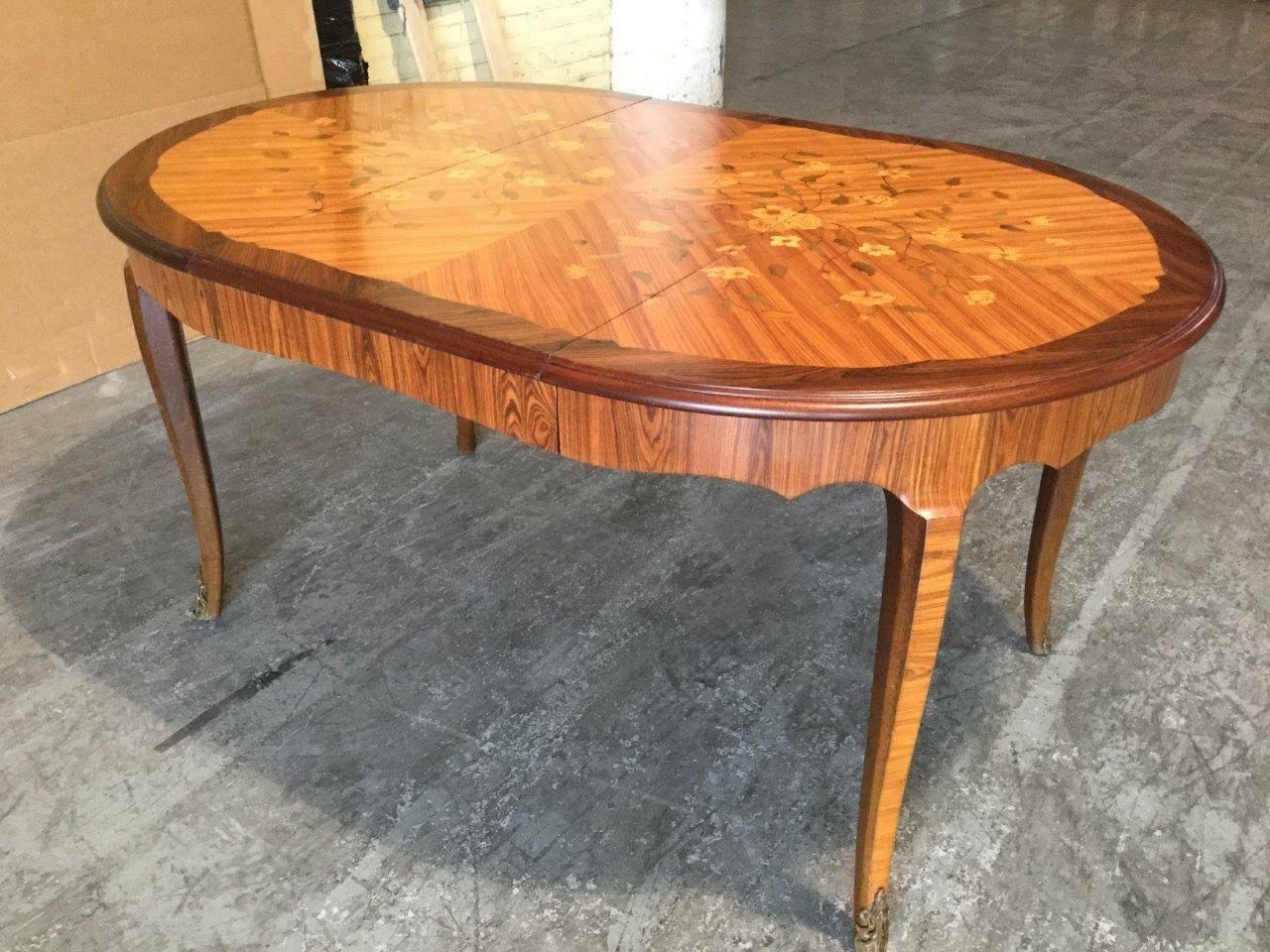 inlaid wood dining table