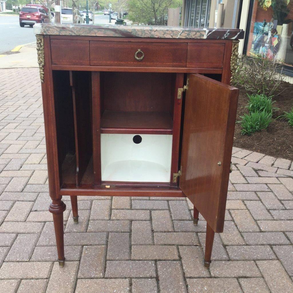 French Elegant Louis XVI Style Mahogany Side Table or Nightstand with Marble Top