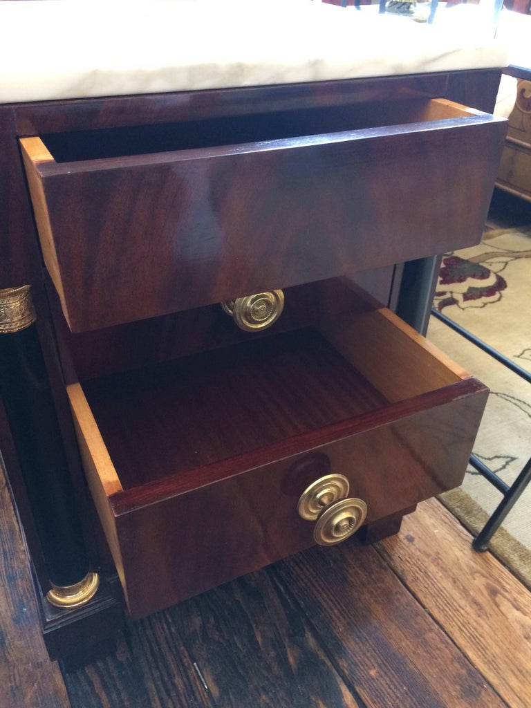 Neoclassical Style Italian Mahogany Marble Bachelor Chests 