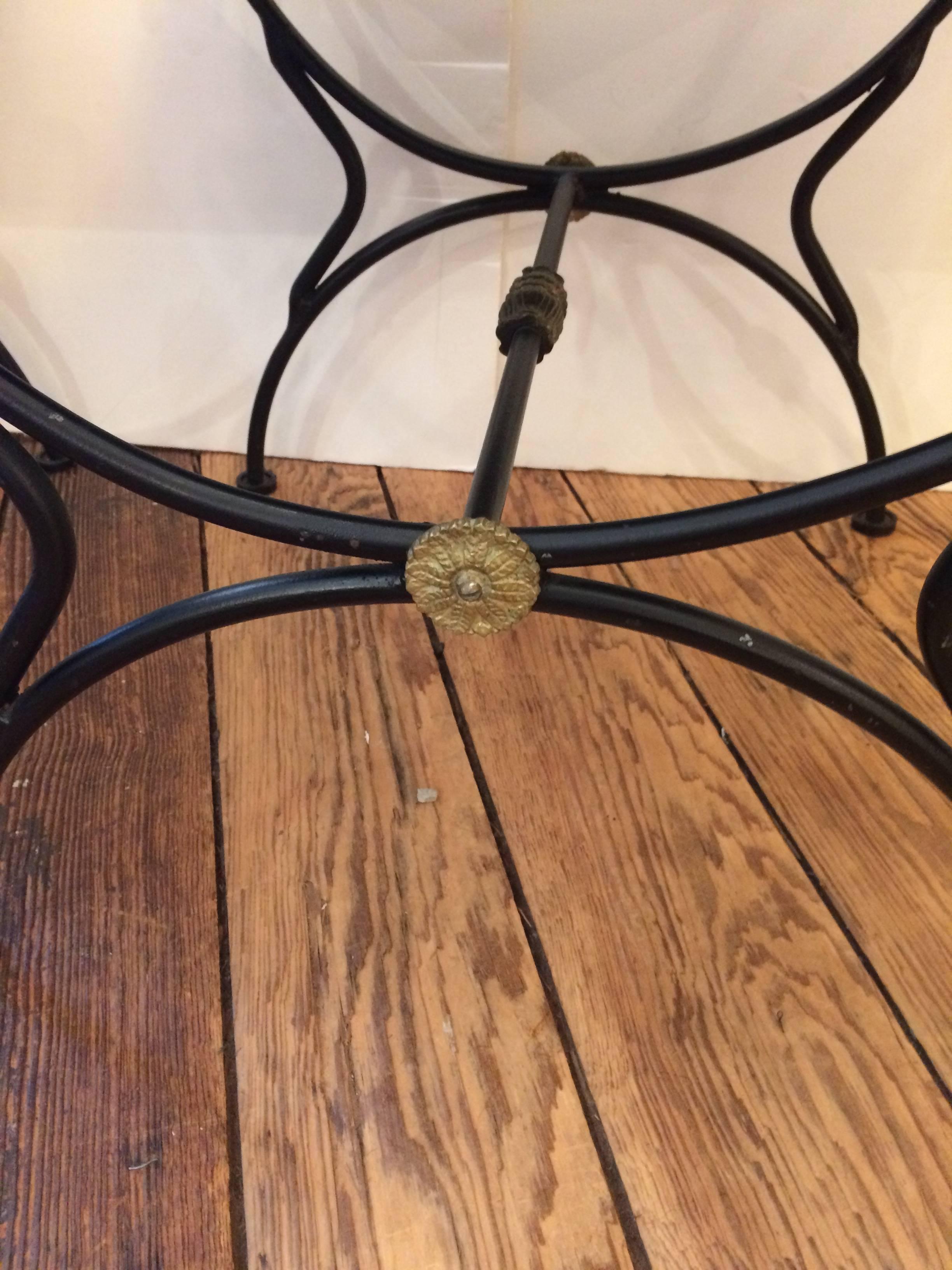 Pair of Iron and Brass Swan Motife Bench Ottomans In Excellent Condition In Hopewell, NJ
