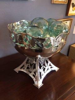 Beautiful Silver Plate Vintage Compote with Aqua Floats