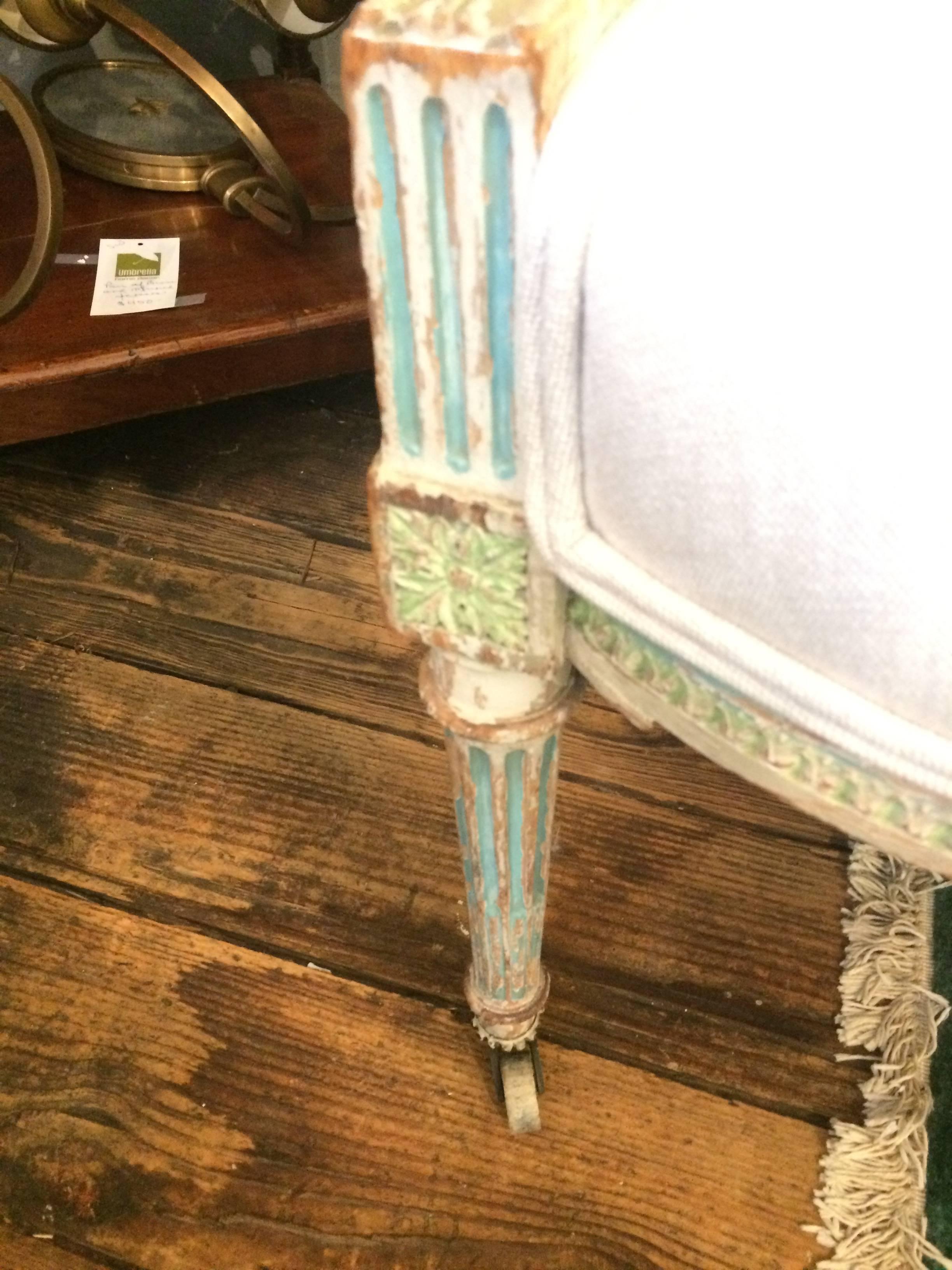 Pair of Lovely French Style Painted Wood Armchairs In Excellent Condition In Hopewell, NJ