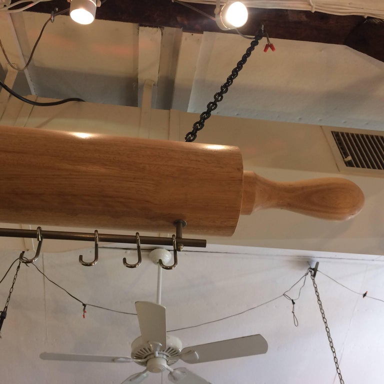 One of a Kind Huge Custom Wooden Rolling Pin Pot Hanger For Sale at 1stDibs