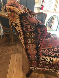 Wonderful Kilim George Smith Wing Chair