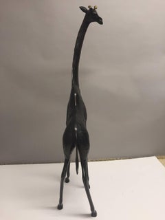 Striking Large Whimsical Bronze and Brass Giraffe Sculpture