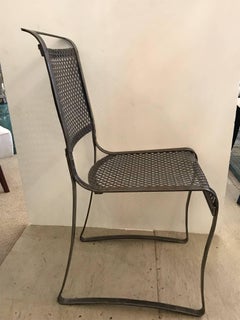 Very Chic Set of Four French Heavy Iron Dining Chairs