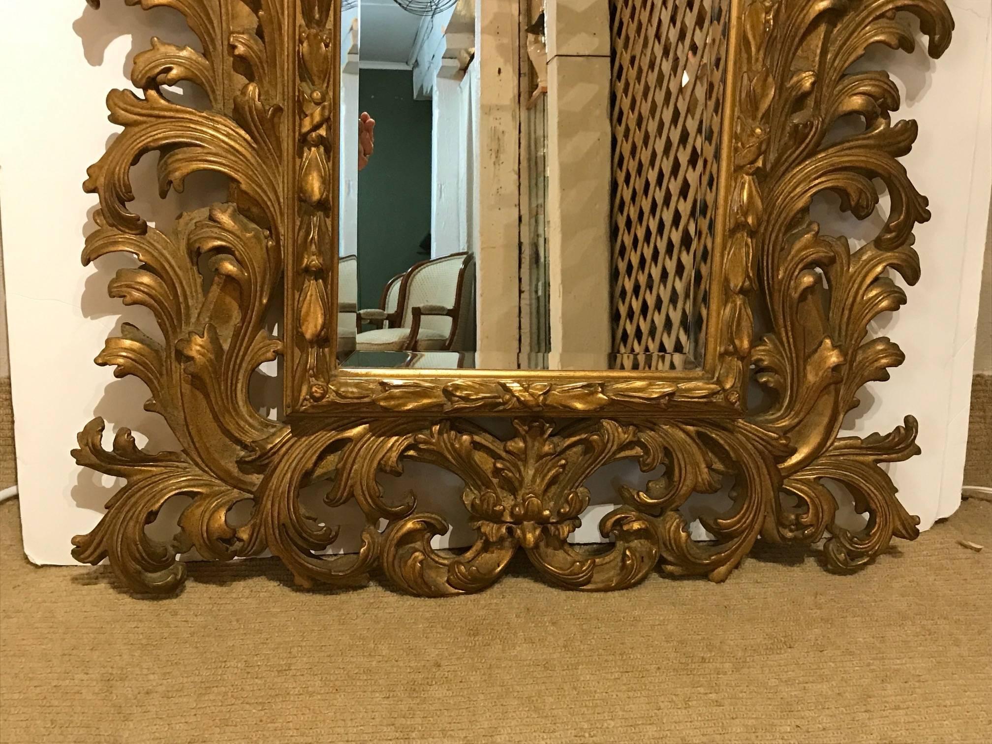 Rococo Ornate Venetian Style Carved Giltwood Mirror