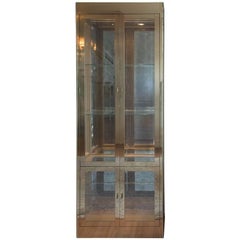 Pair of Mid-Century Modern Brass and Glass Mastercraft Curio Cabinets