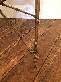 Silver Leaf Mirror and Faux Bamboo Iron Based End Table