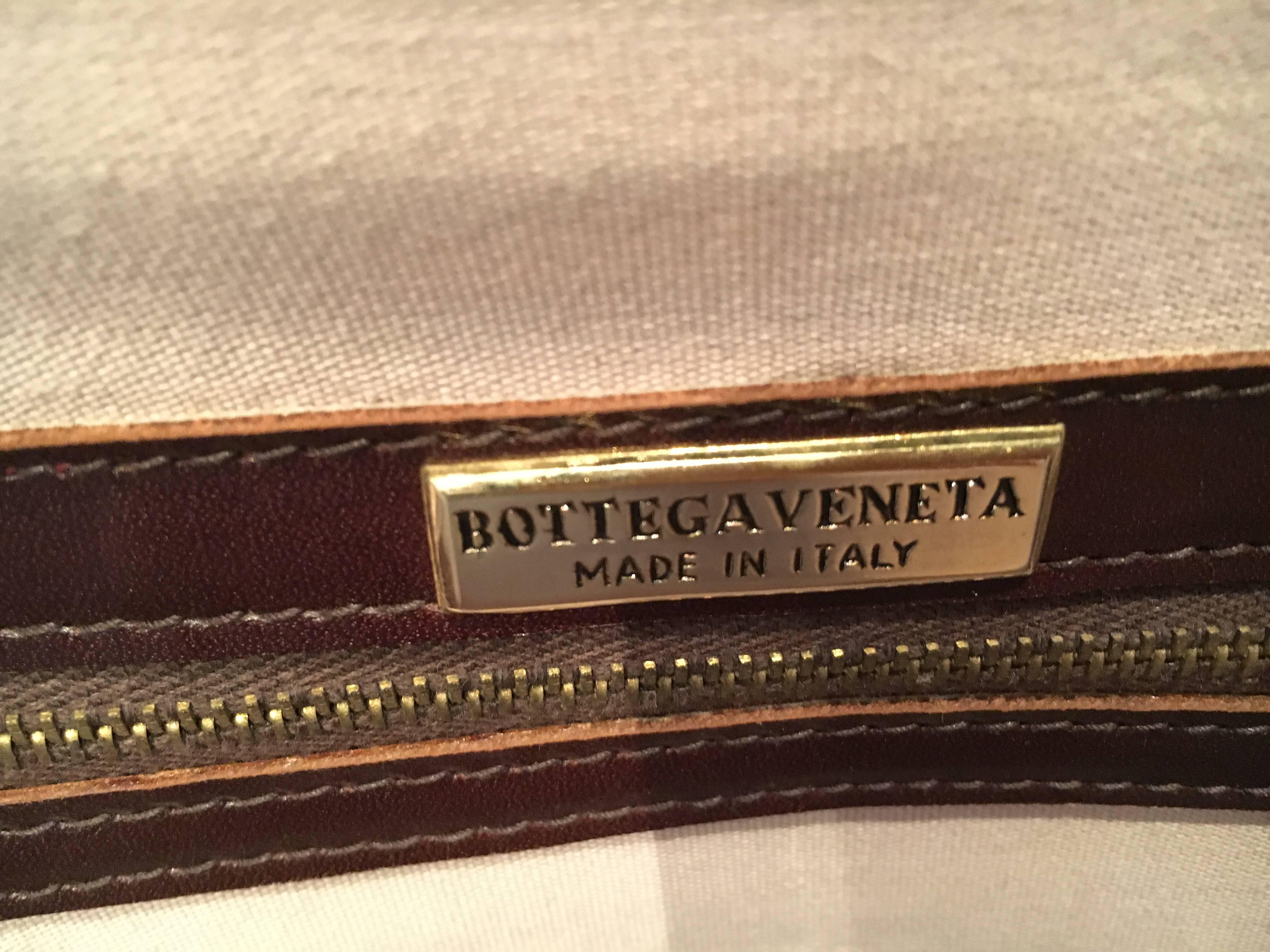 Italian Mint Condition Vintage Houndstooth and Leather Bottega Veneta Weekend Bag