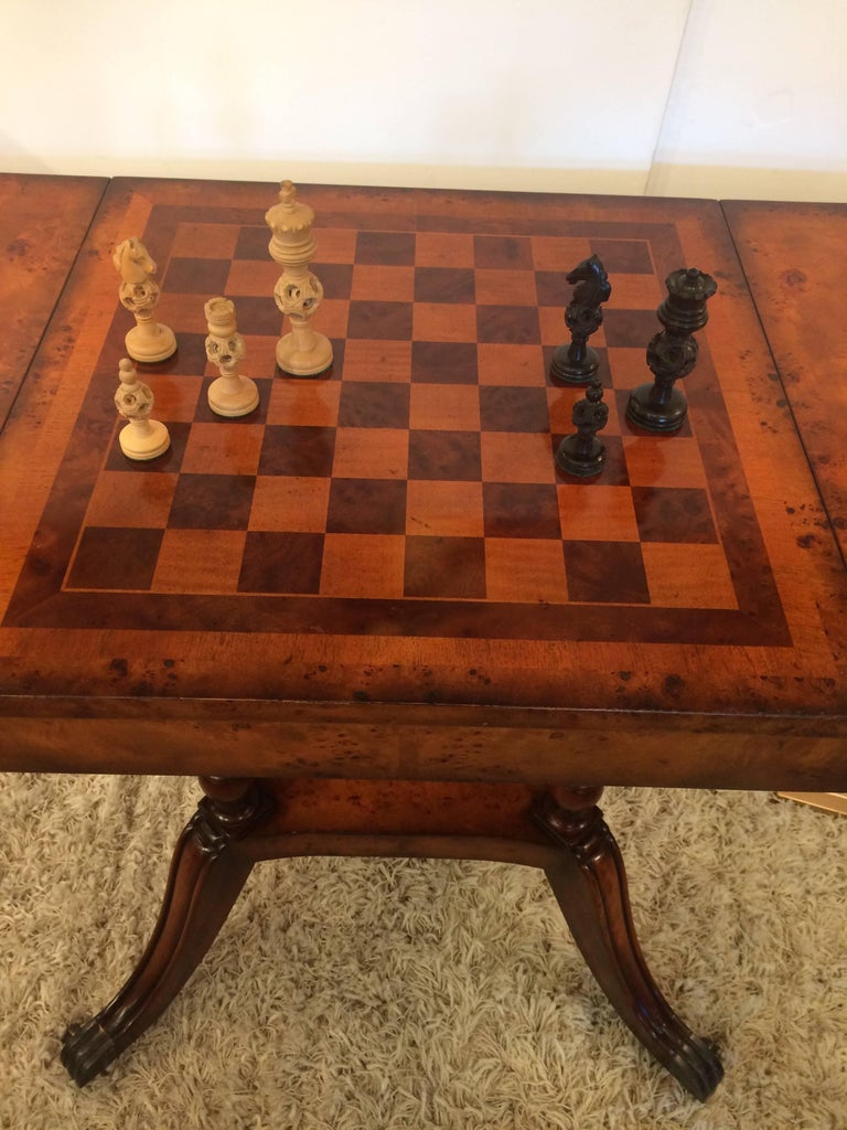 Classically Beautiful Burl Wood Game Table at 1stDibs