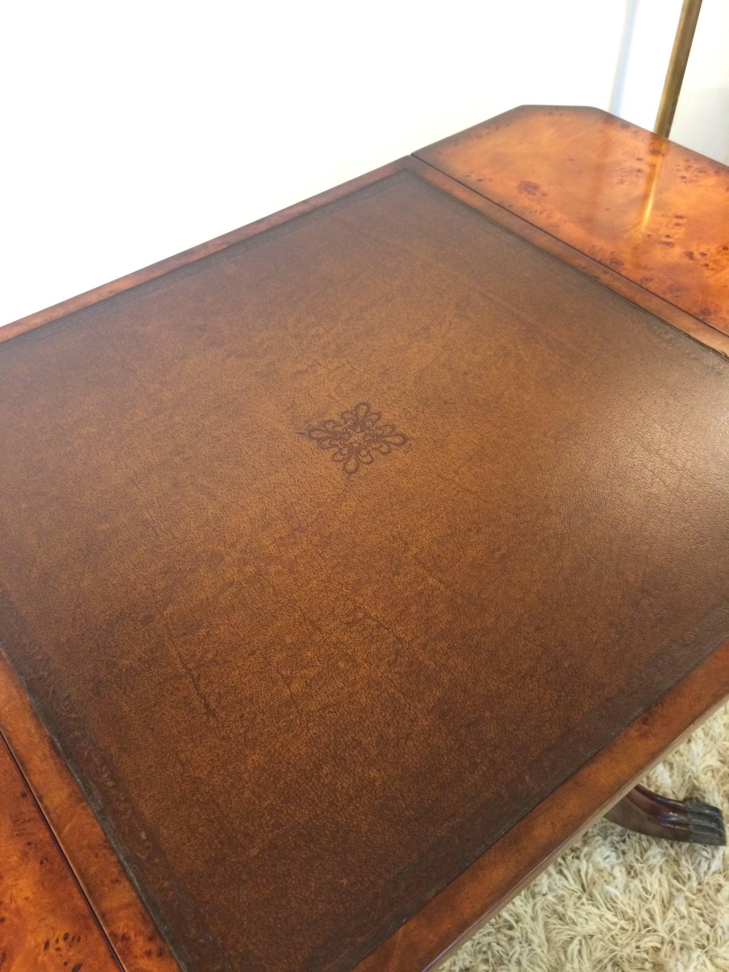 Classically Beautiful Burl Wood Game Table In Excellent Condition In Hopewell, NJ