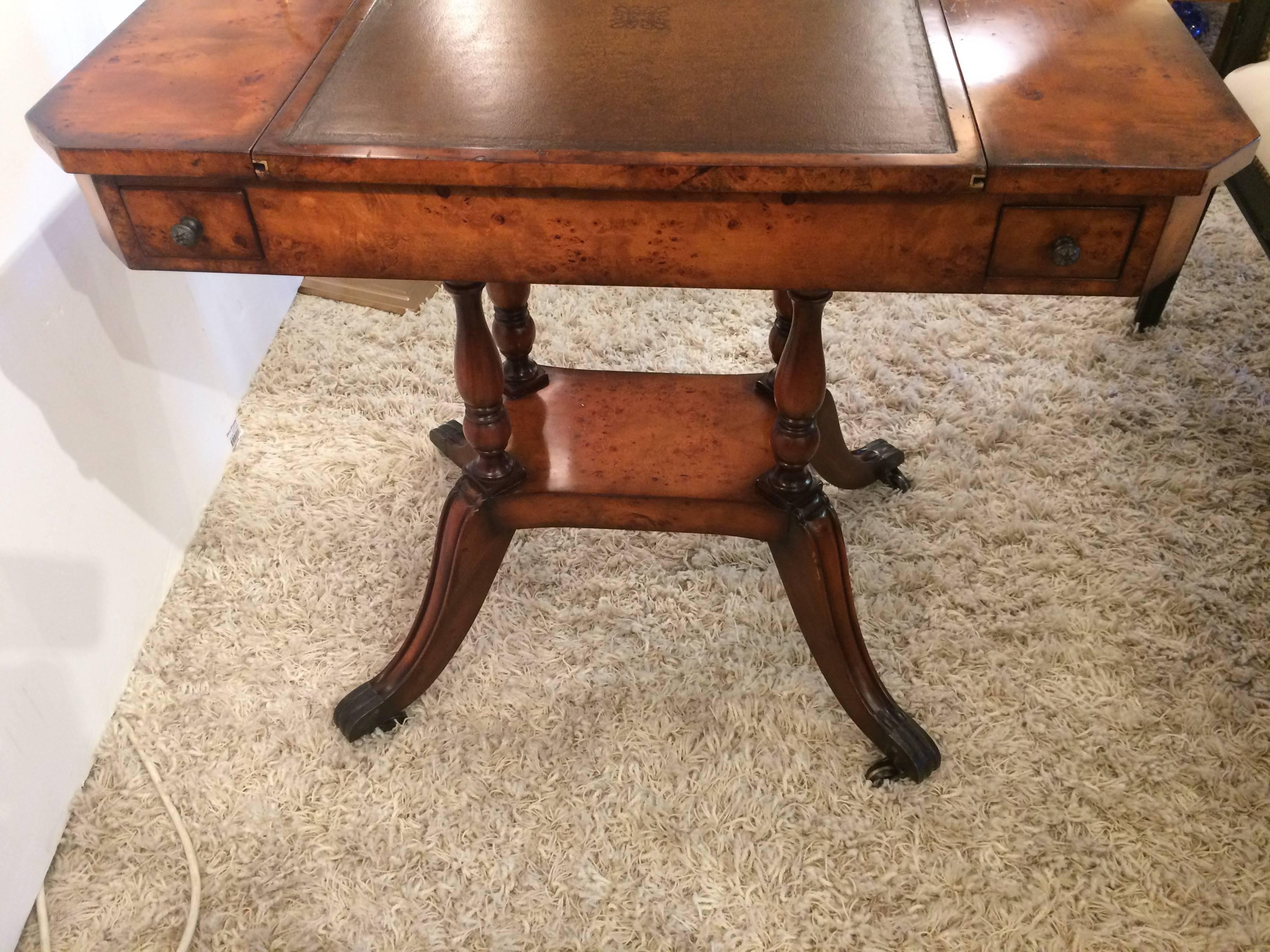 Late 20th Century Classically Beautiful Burl Wood Game Table