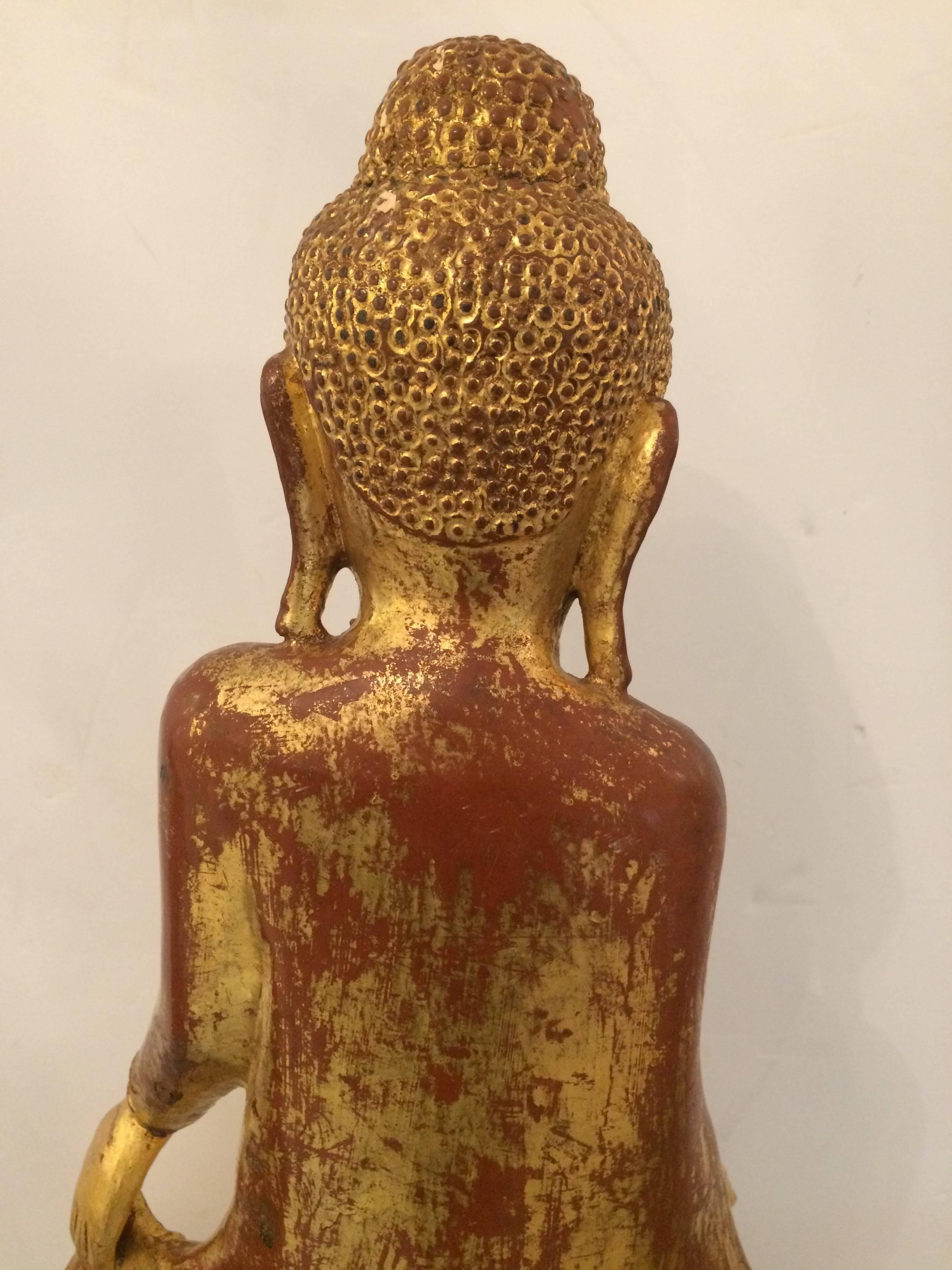 Gem of a Giltwood Thai Buddha Sculpture For Sale 5