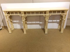 Elegant Long and Narrow Painted Faux Bamboo and Wood Console Table