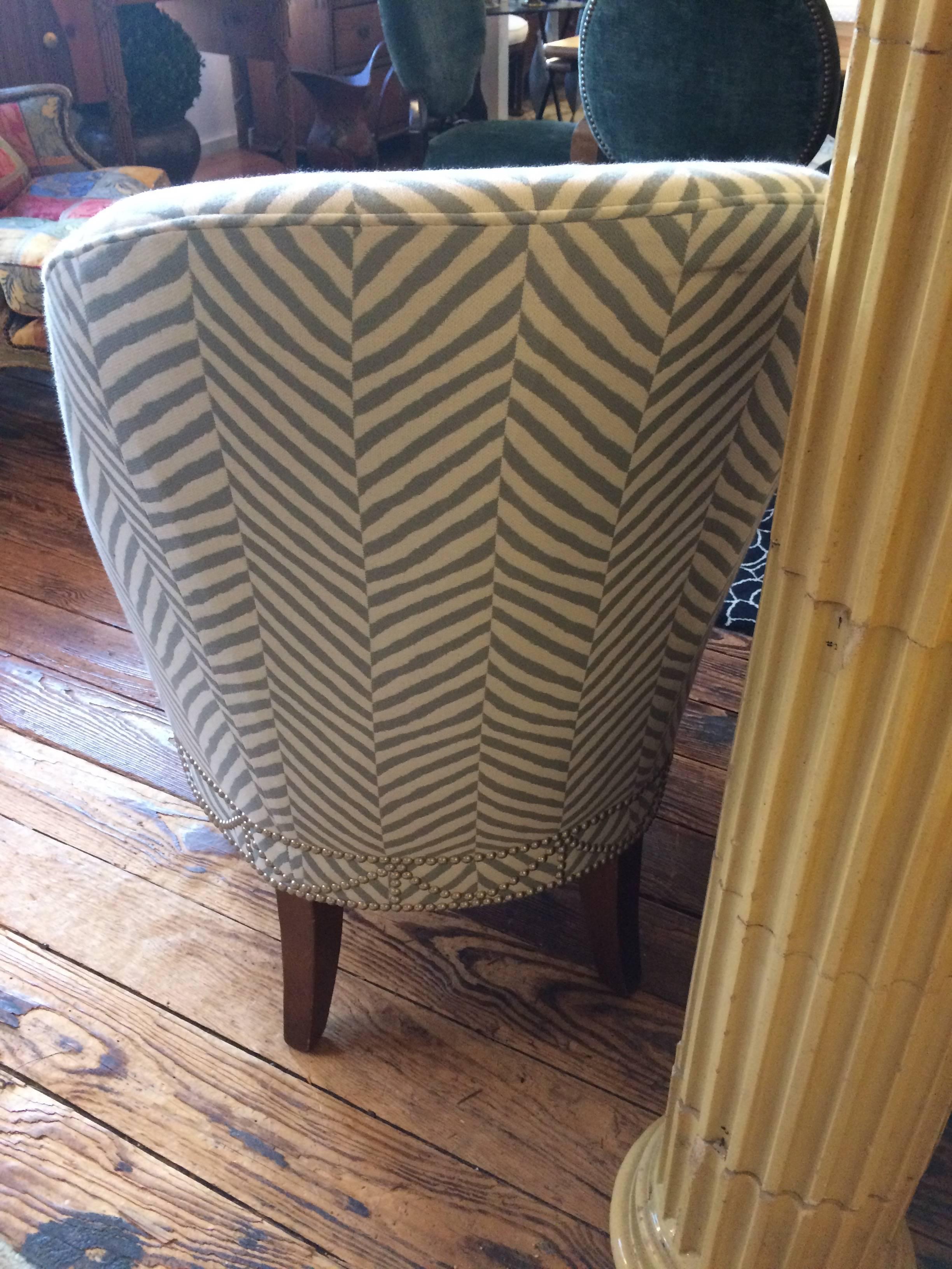 American Stunning Grey and White Chevron Upholstered Club Chair