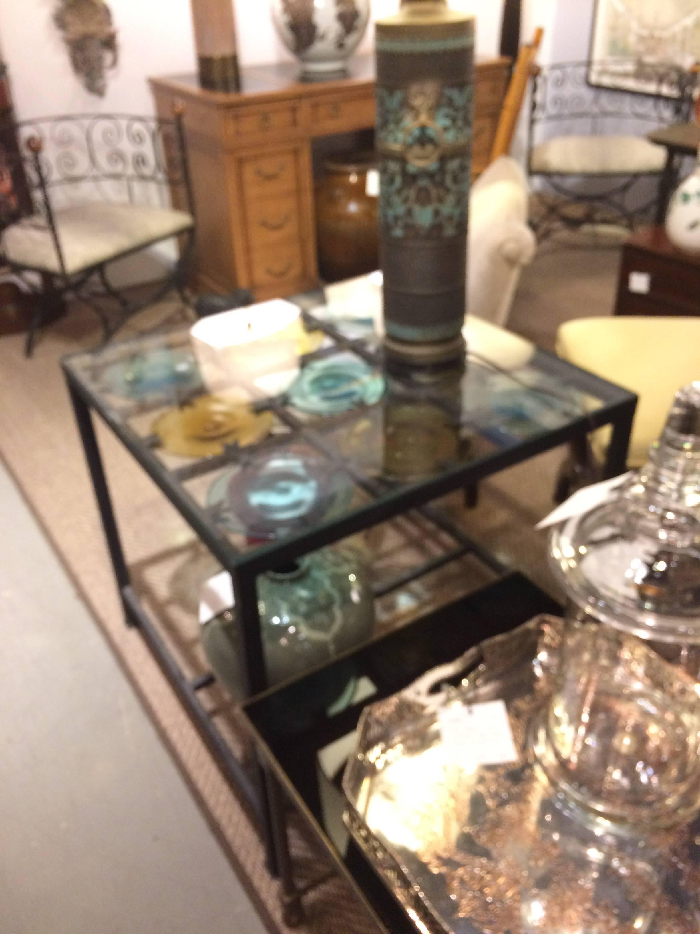 Sensational Pair of Spanish Side Tables with Handblown Glass Discs 4