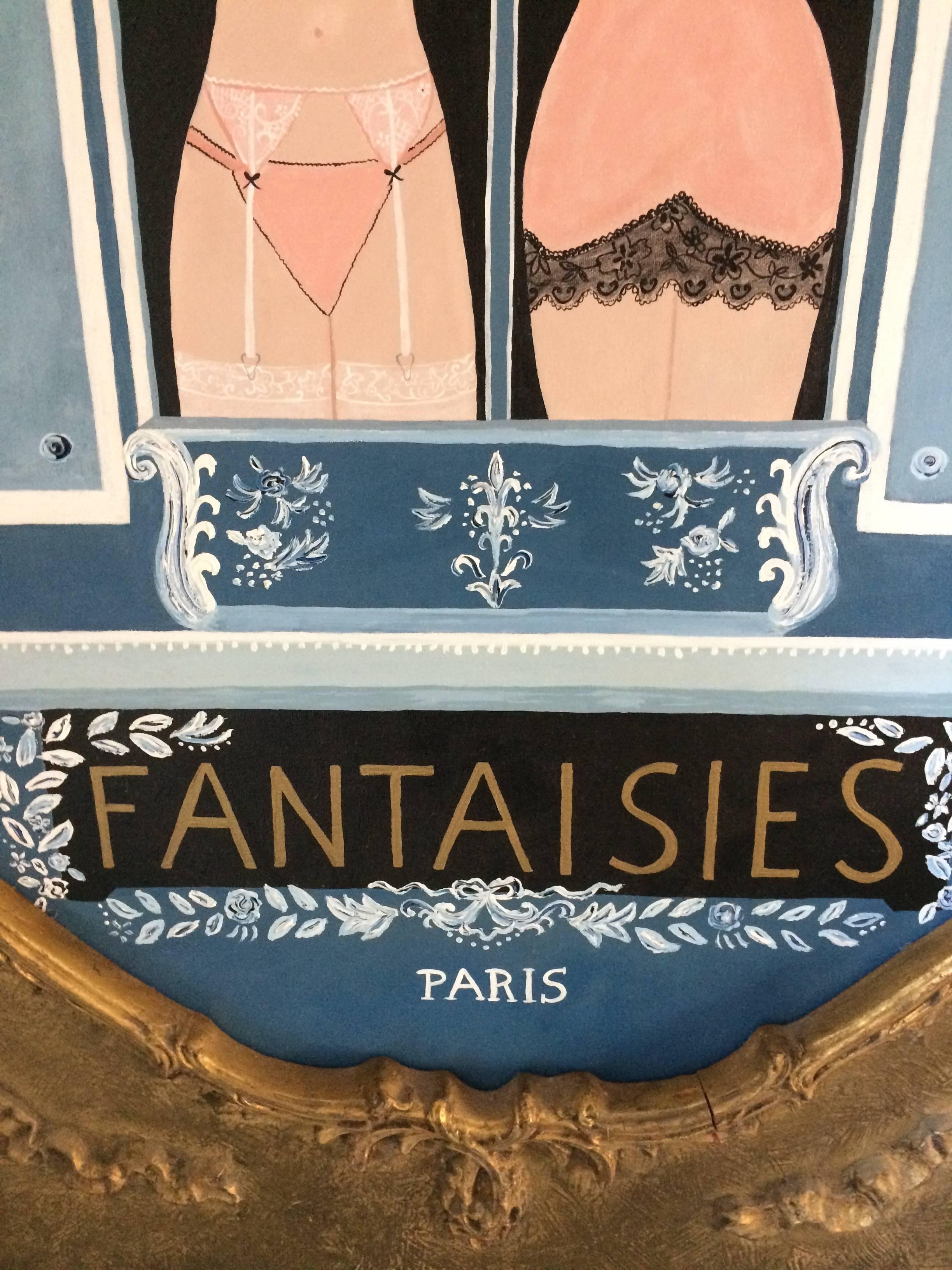 American Romantic Painting of Parisian Lingerie Shop Window