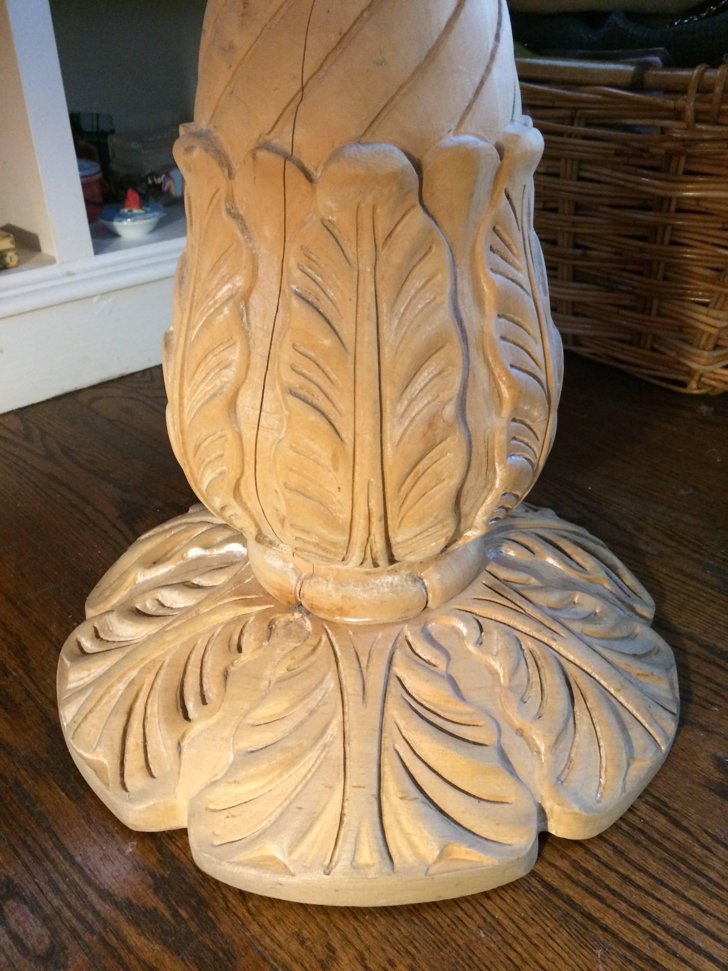 Mid-20th Century Pretty Rustic Carved Wood French Round Side Table with Mirrored Top