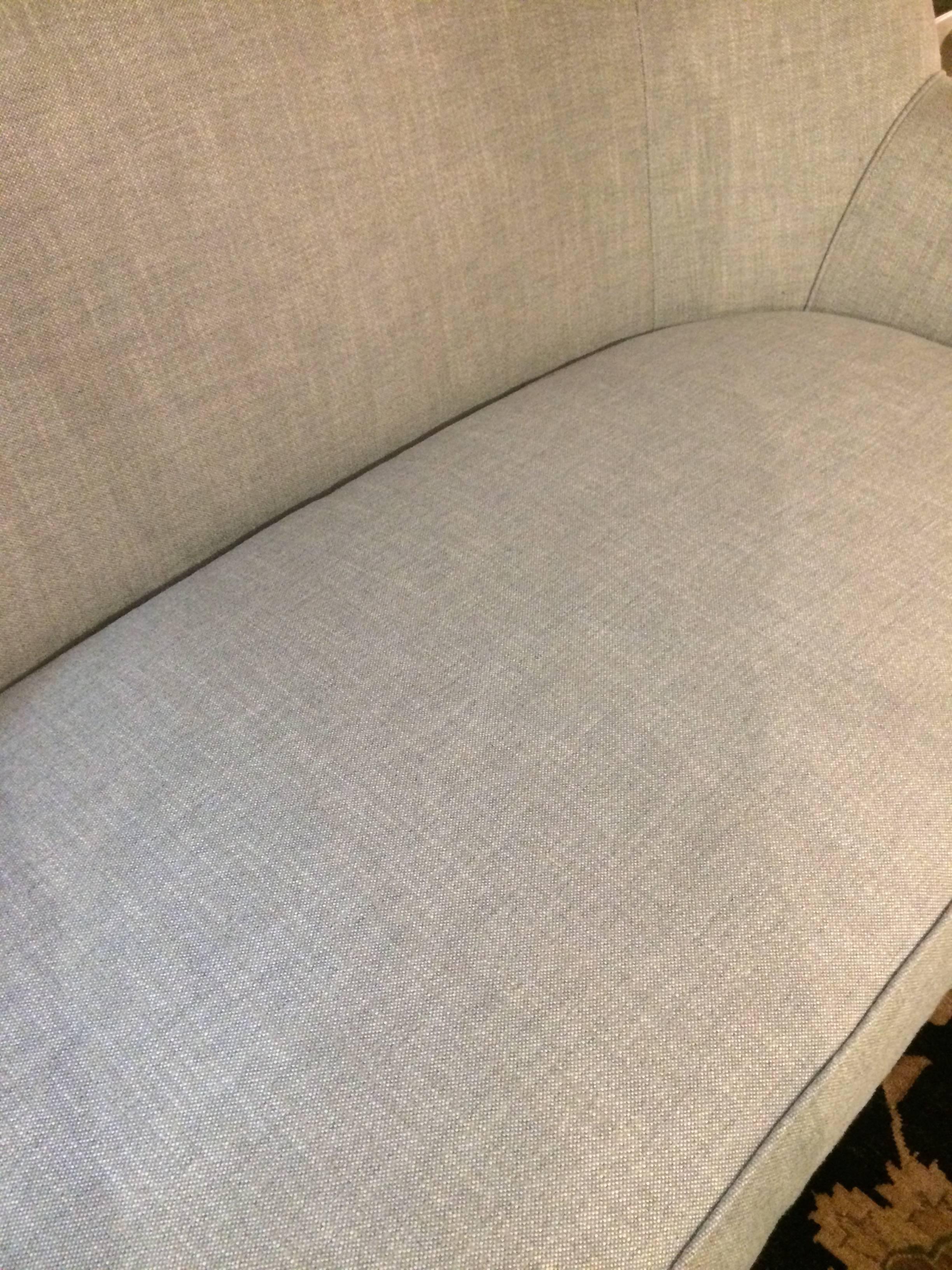Great Looking Pair of Smart Platinum Gray Linen Sofa Loveseats 2