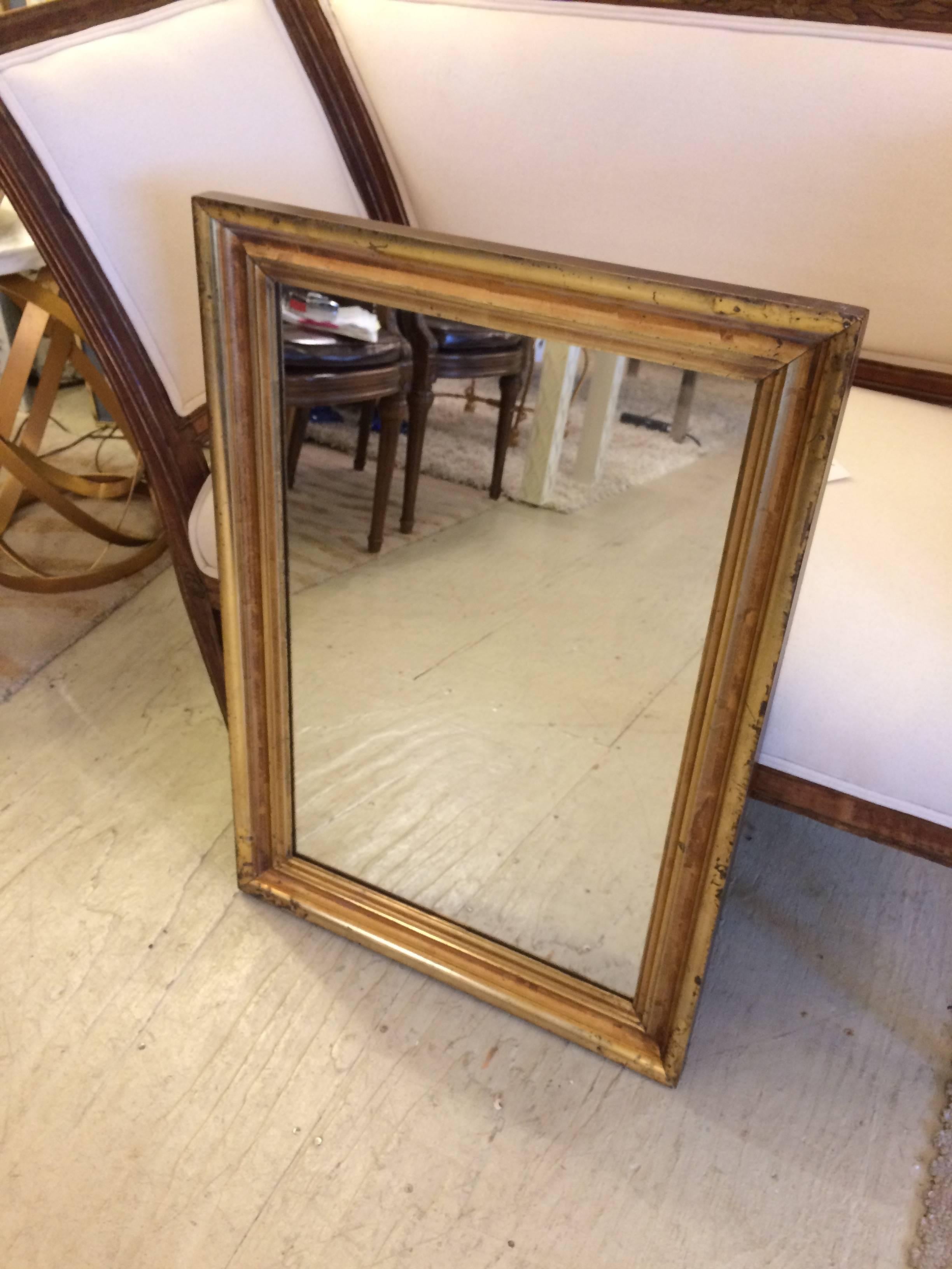 Pair of Elegant Lemon Gilt Antique Rectangular Mirrors In Excellent Condition In Hopewell, NJ