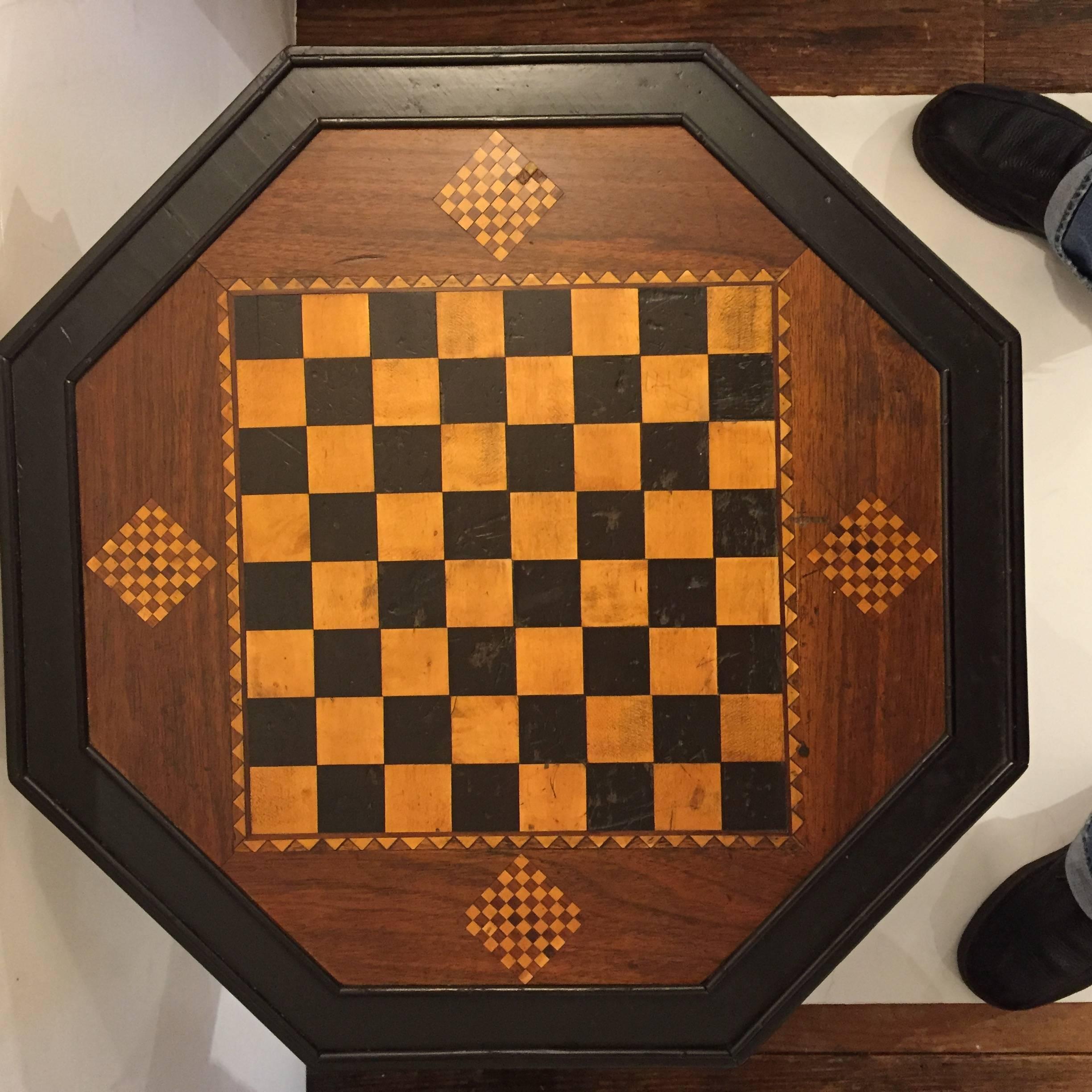 American Handsome Octagonal Checkerboard Side Table