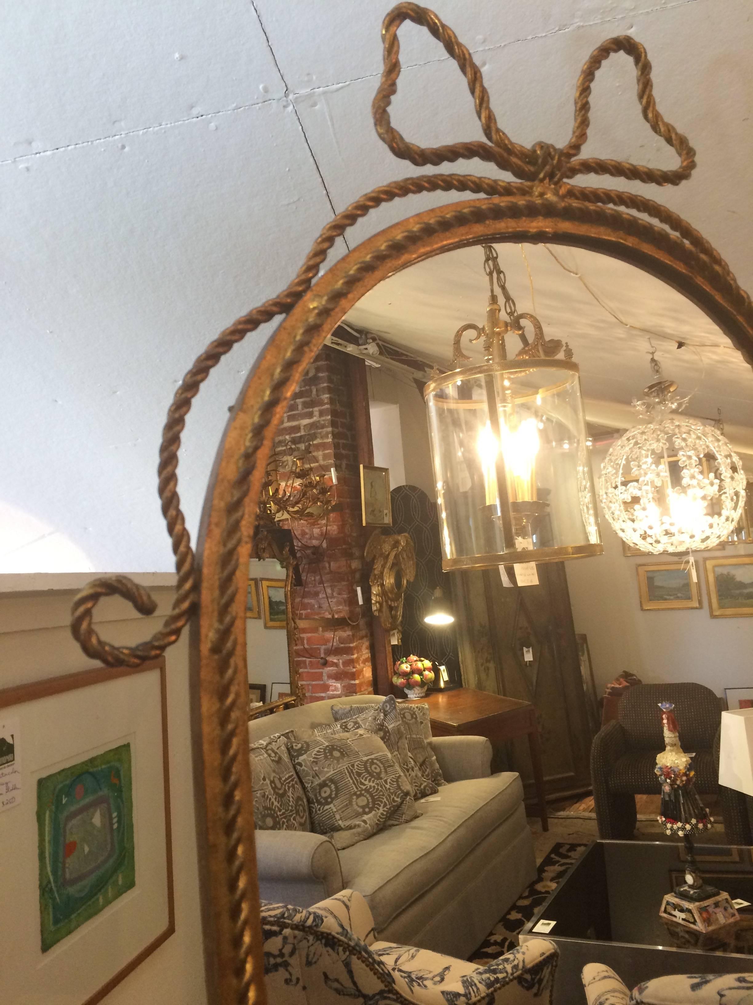 Charming Italian Giltmetal Full Length Cheval Mirror In Excellent Condition In Hopewell, NJ