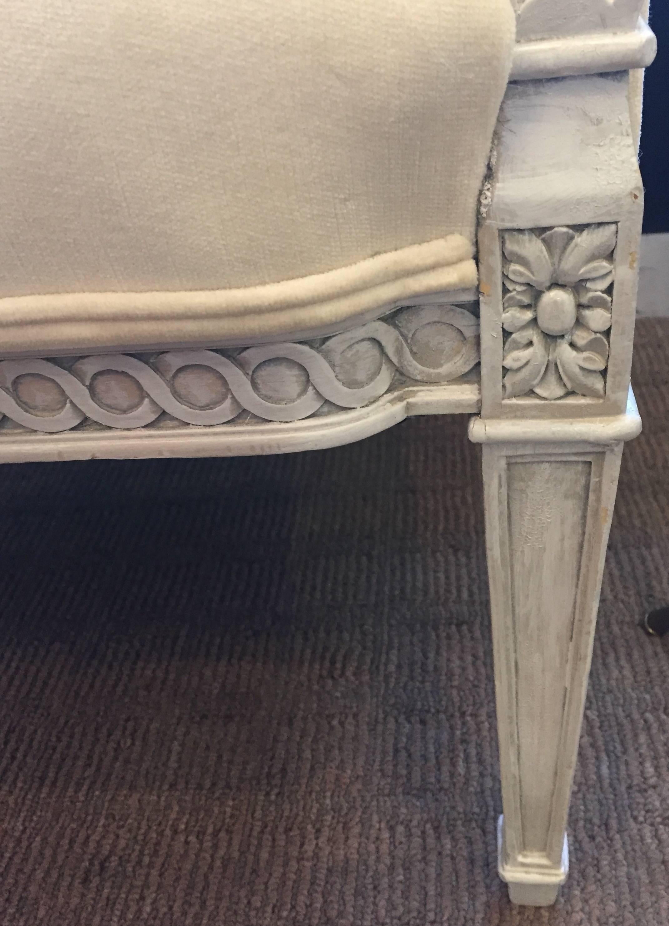French Fit for a Princess Creamy Upholstered and Painted Wood Loveseat