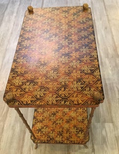 Elegant Faux Bamboo Gilt Iron and Painted Two-Tier Side Table