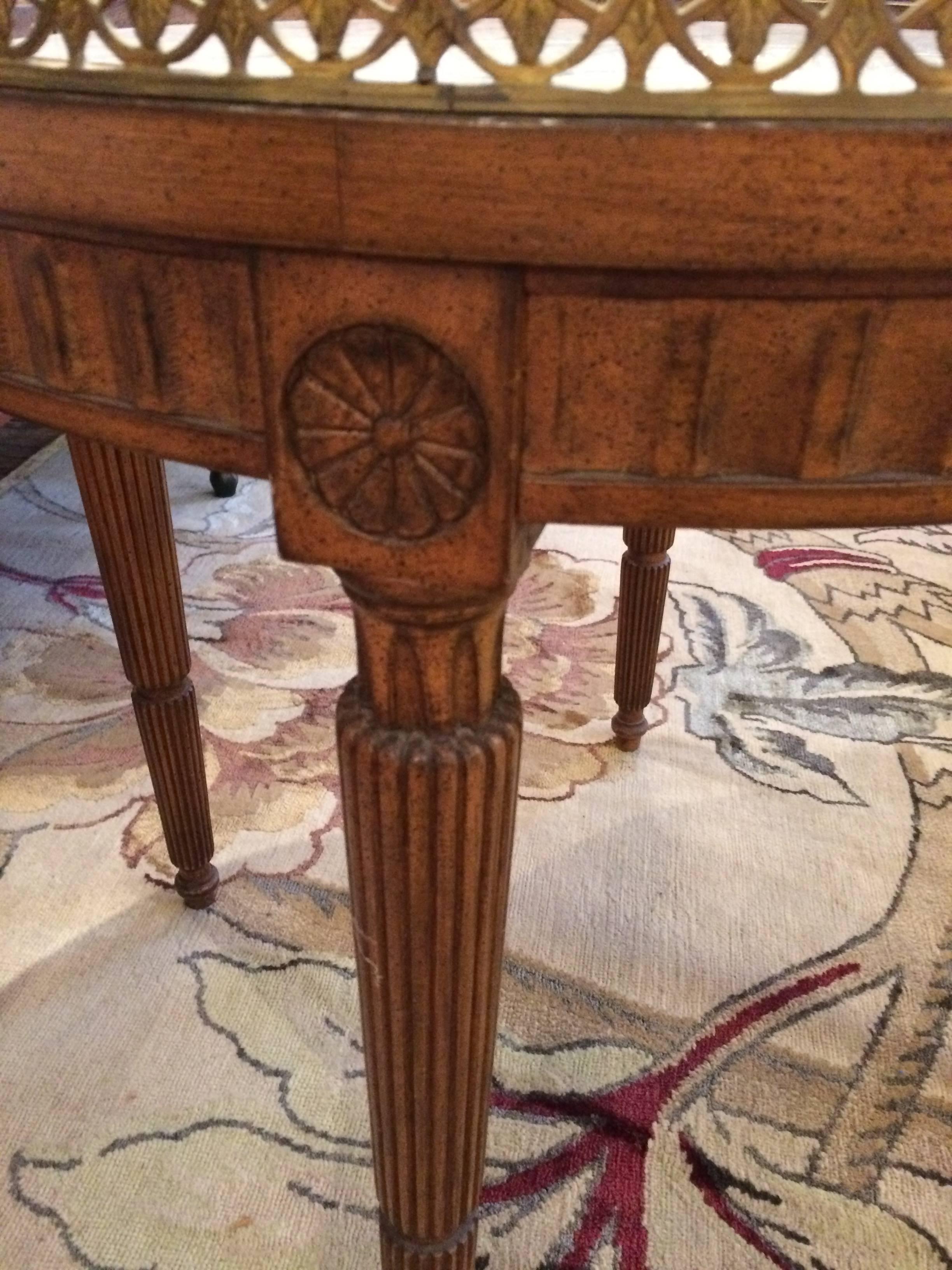 Lovely French Carved Wood and Marble Cocktail Side Table 1