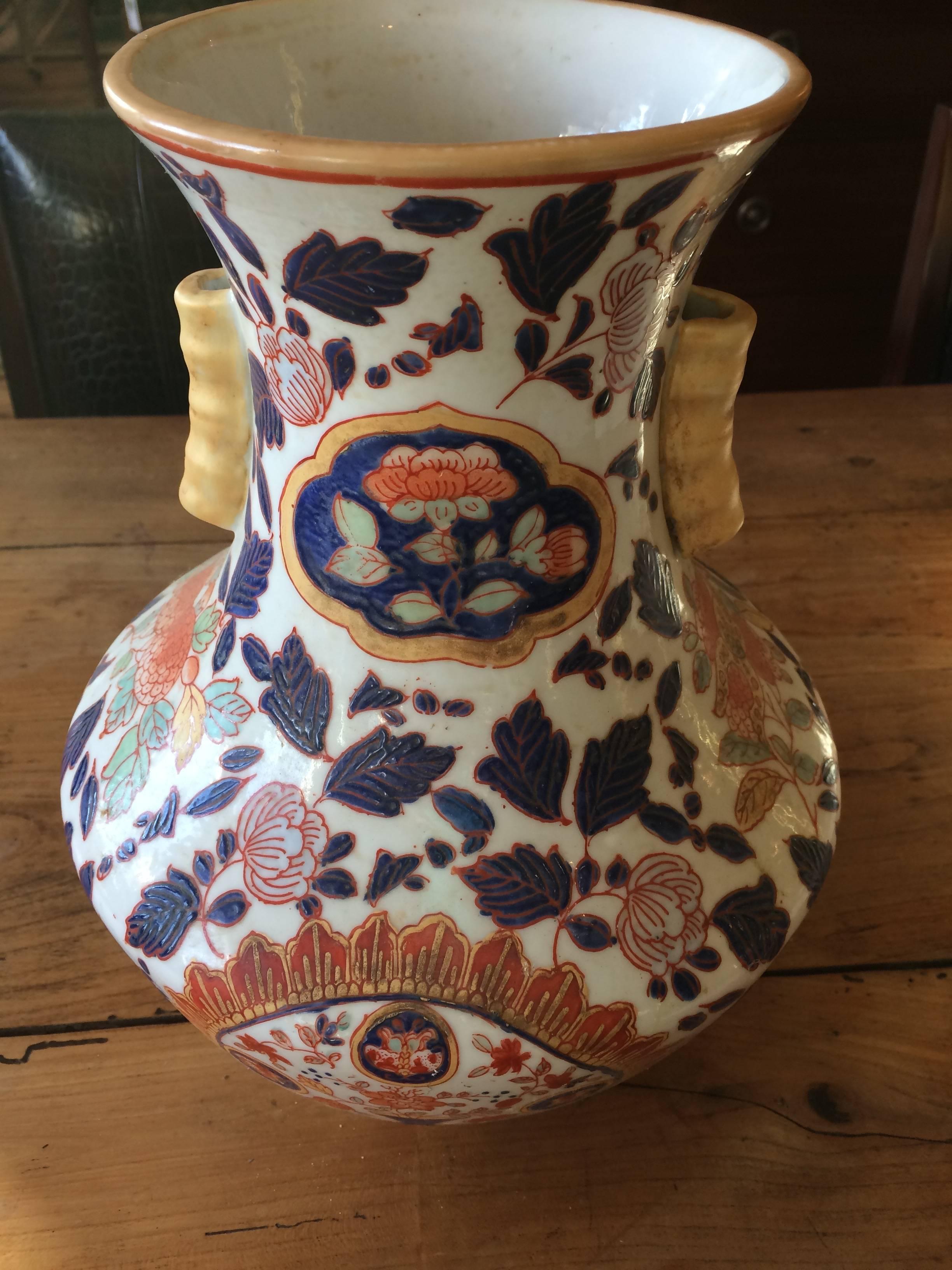 Chinese Export Gorgeous Pair of Imari Style Painted Vases