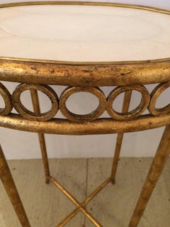 Very Chic Italian Gilded Iron and Faux Shagreen Side or End Occasional Table