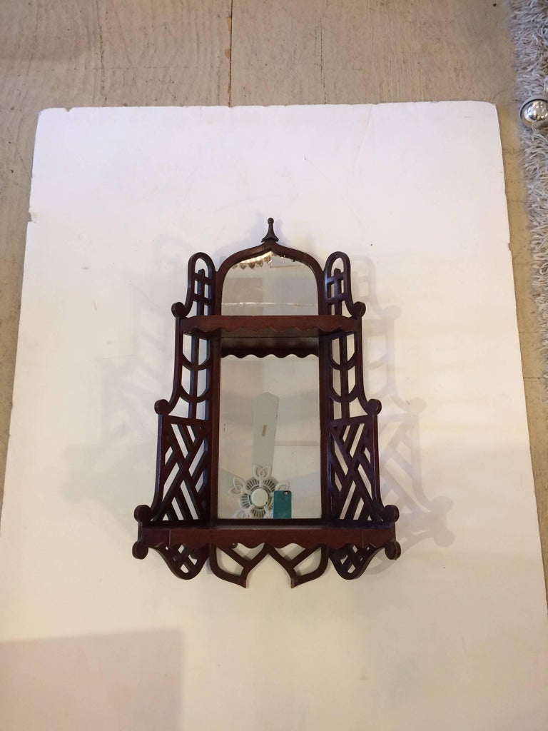 Pretty Mahogany and Aged Mirror Wall Shelf Bracket For Sale at 1stDibs