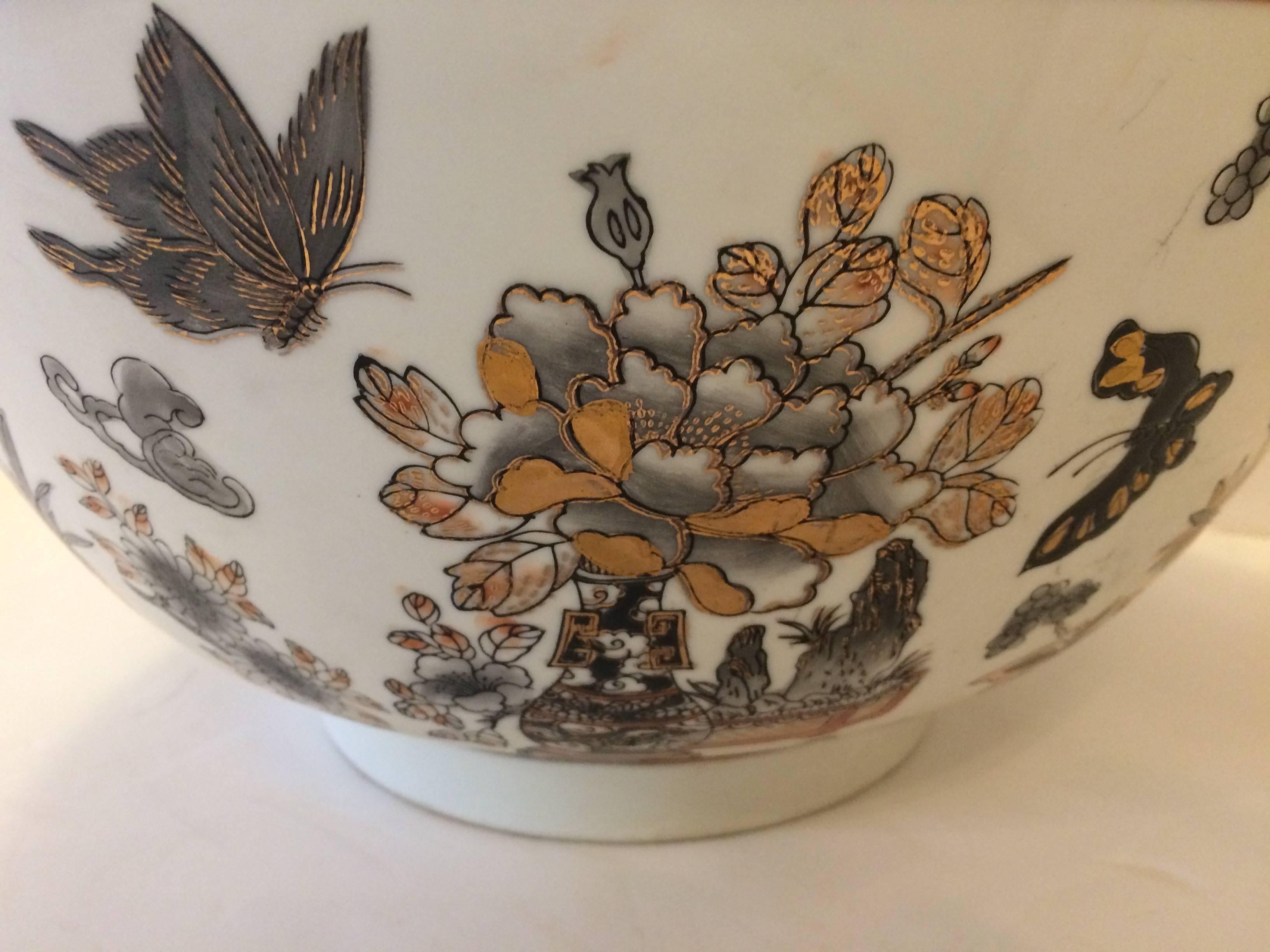 Chinese Export Magnificent Large Chinese Porcelain Center Bowl or Punch Bowl
