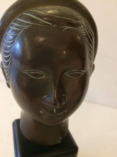 Beautiful Pair of Bronze Asian Polynesian Style Male and Female Busts