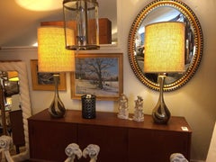Cool Pair of Tall Laurel Lamp Company Mid Century Modern Walnut & Metal Lamps