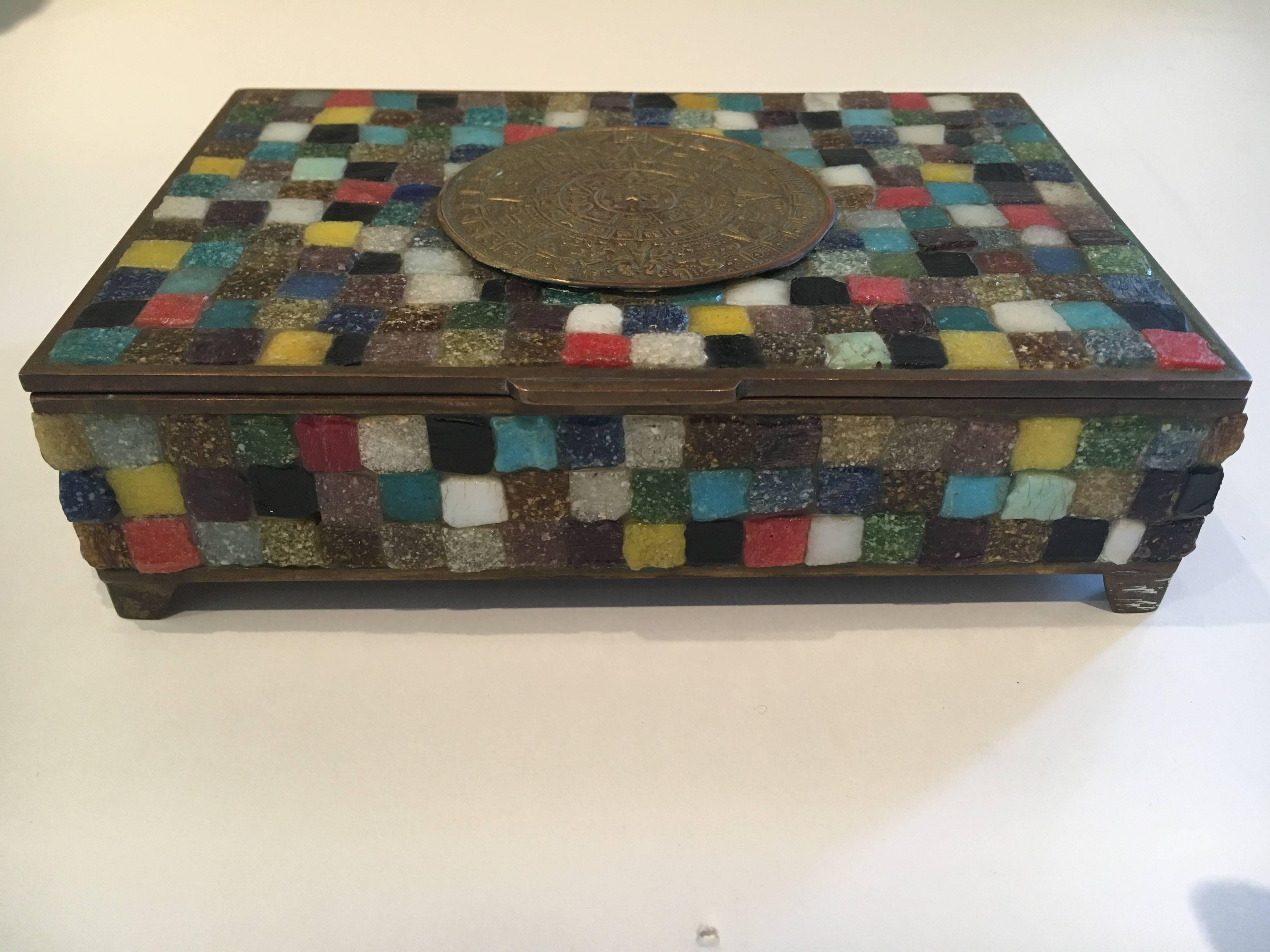 Two Artisan Crafted Mexican Mosaic Boxes 1
