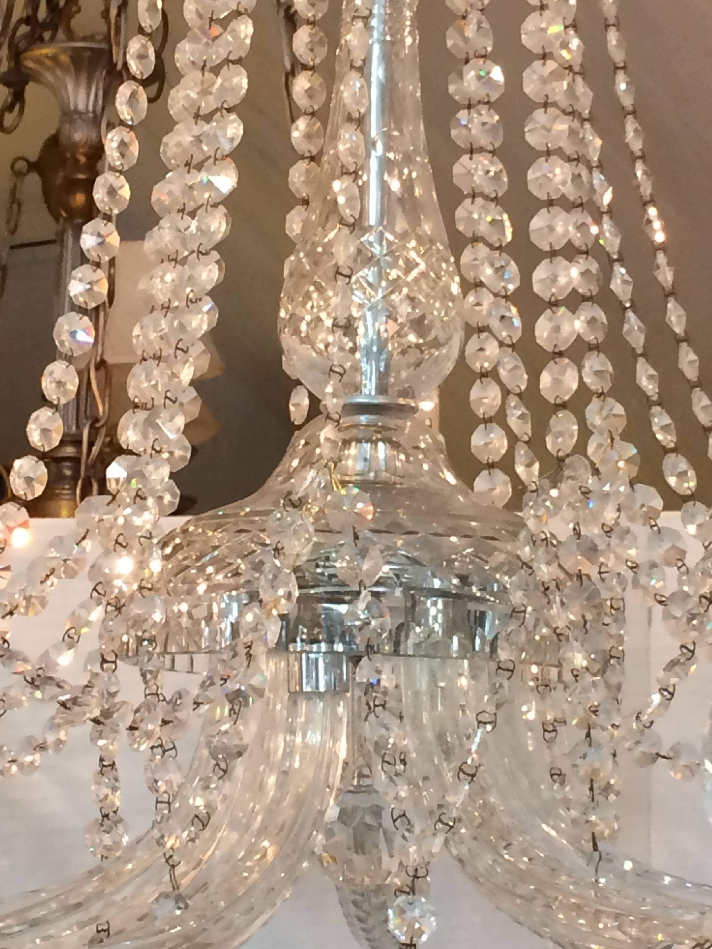 Hollywood Regency Luminous Large Eight-Arm French Crystal Chandelier