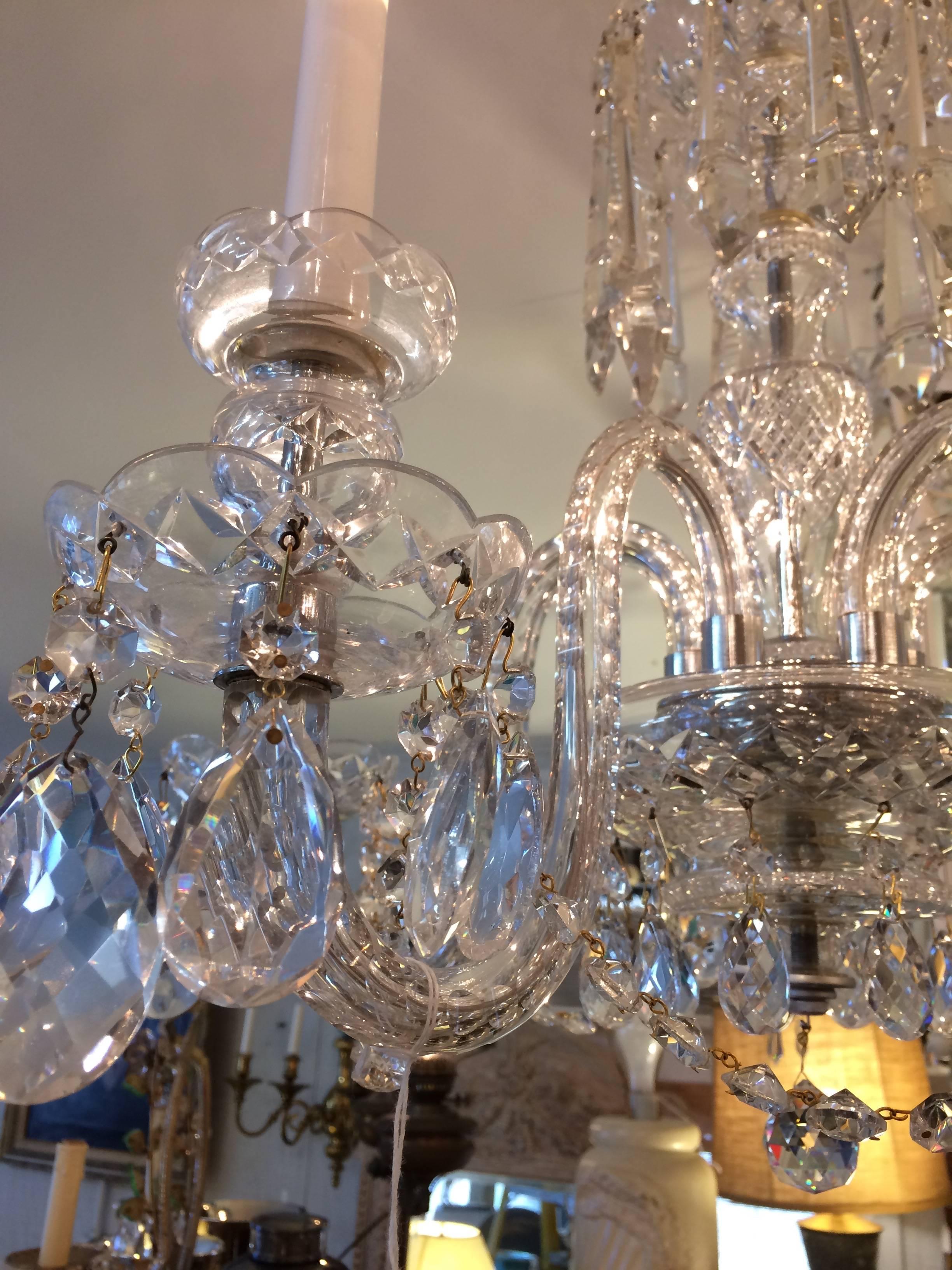 Very Elegant Classic Medium Sized French Crystal Chandelier In Excellent Condition For Sale In Hopewell, NJ